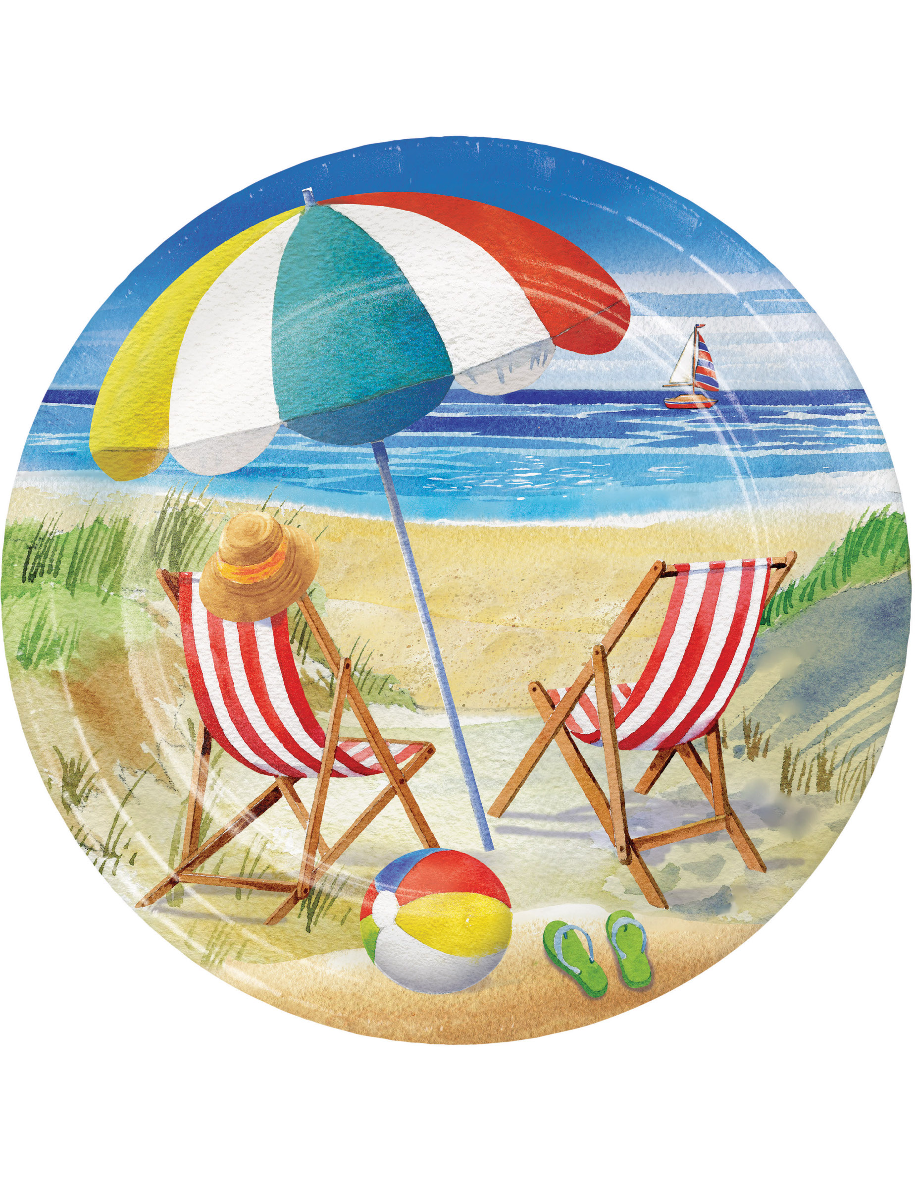 8 Assiettes en carton plage 22 cm