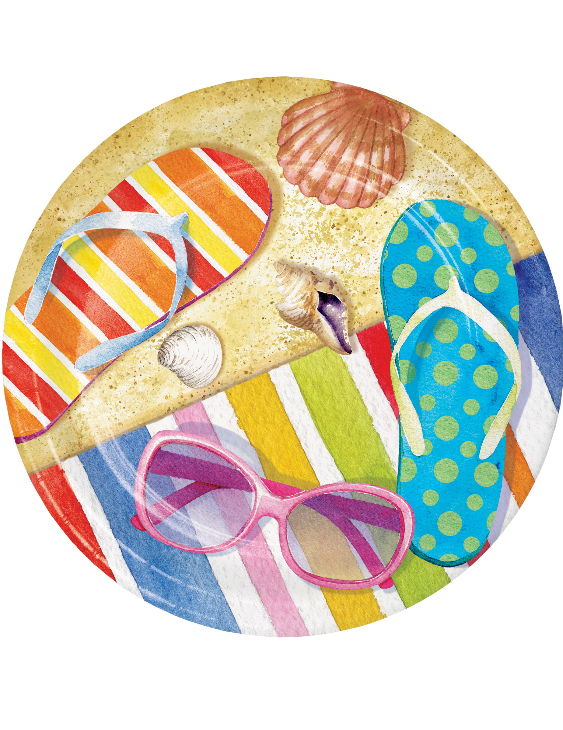 8 Petites assiettes en carton plage 18 cm