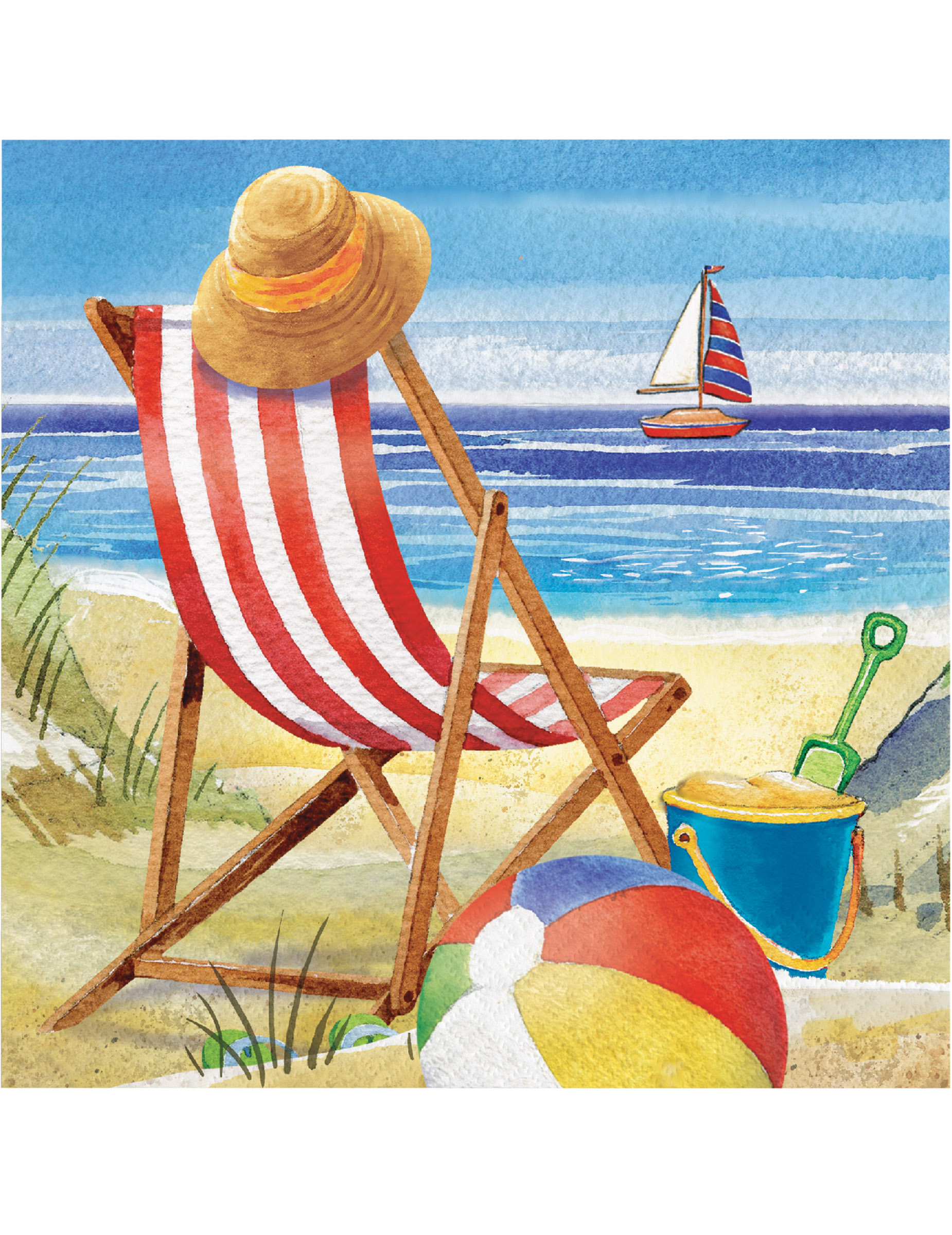 16 Serviettes en papier plage 33 x 33 cm