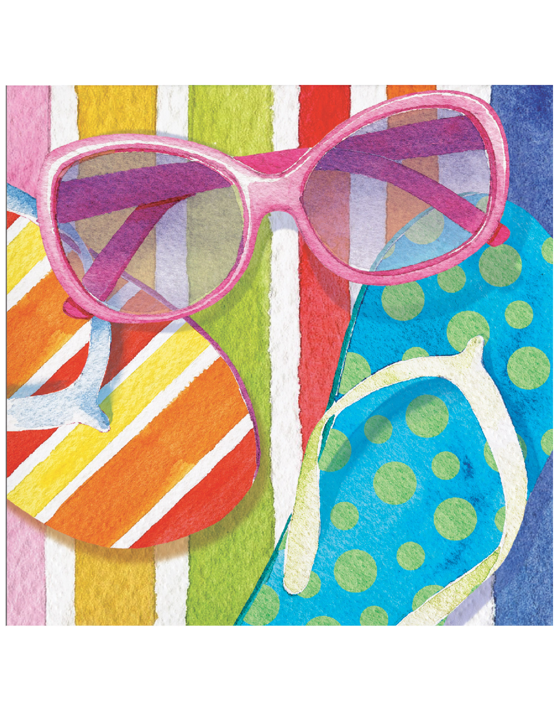 16 Petites serviettes en papier plage 25 x 25 cm