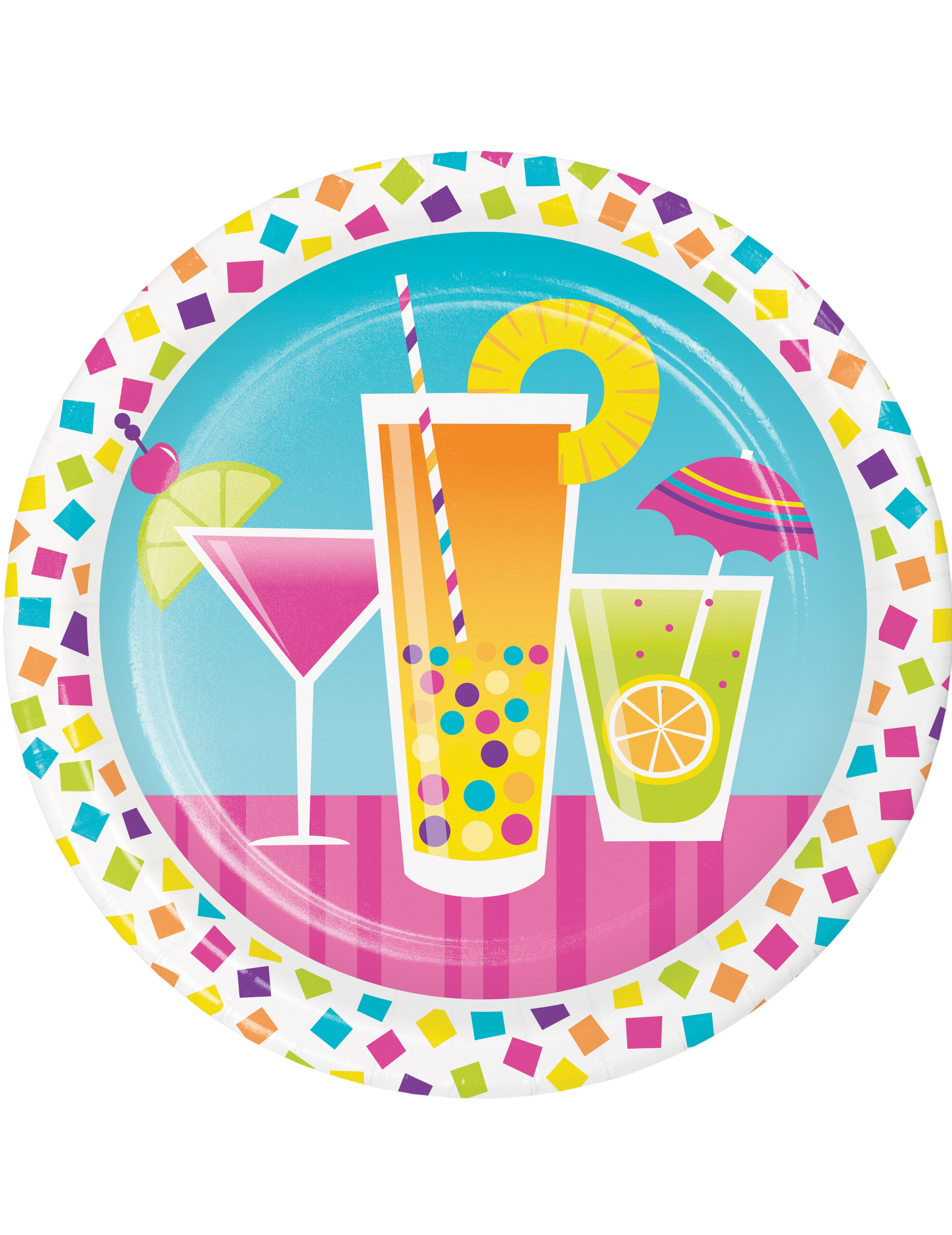 8 Petites assiettes en carton cocktail confettis 18 cm