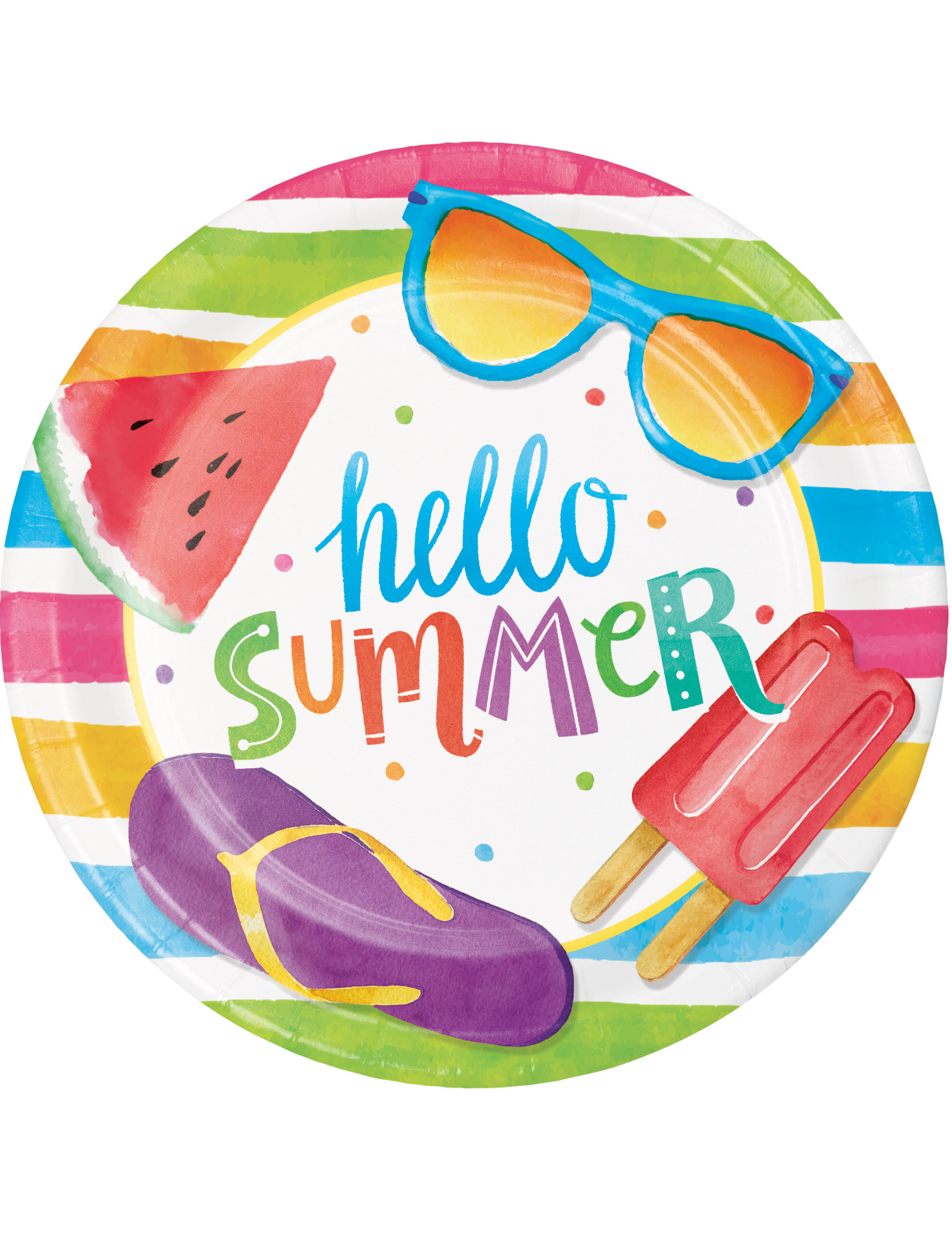 8 Petites assiettes en carton Hello Summer 18 cm