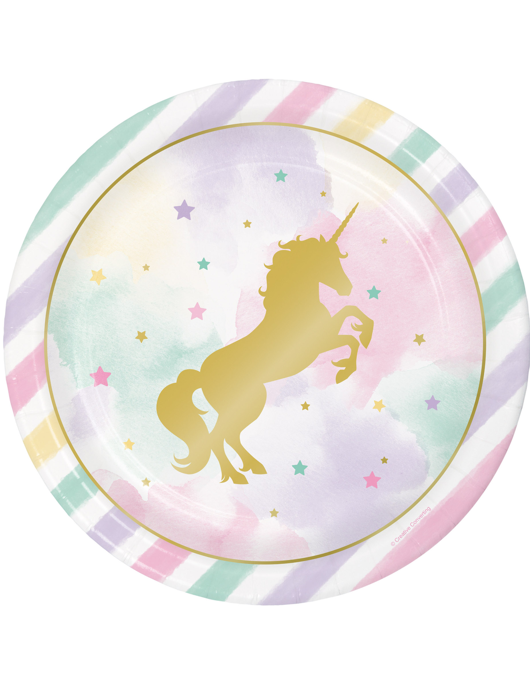 8 Assiettes en carton licorne 23cm