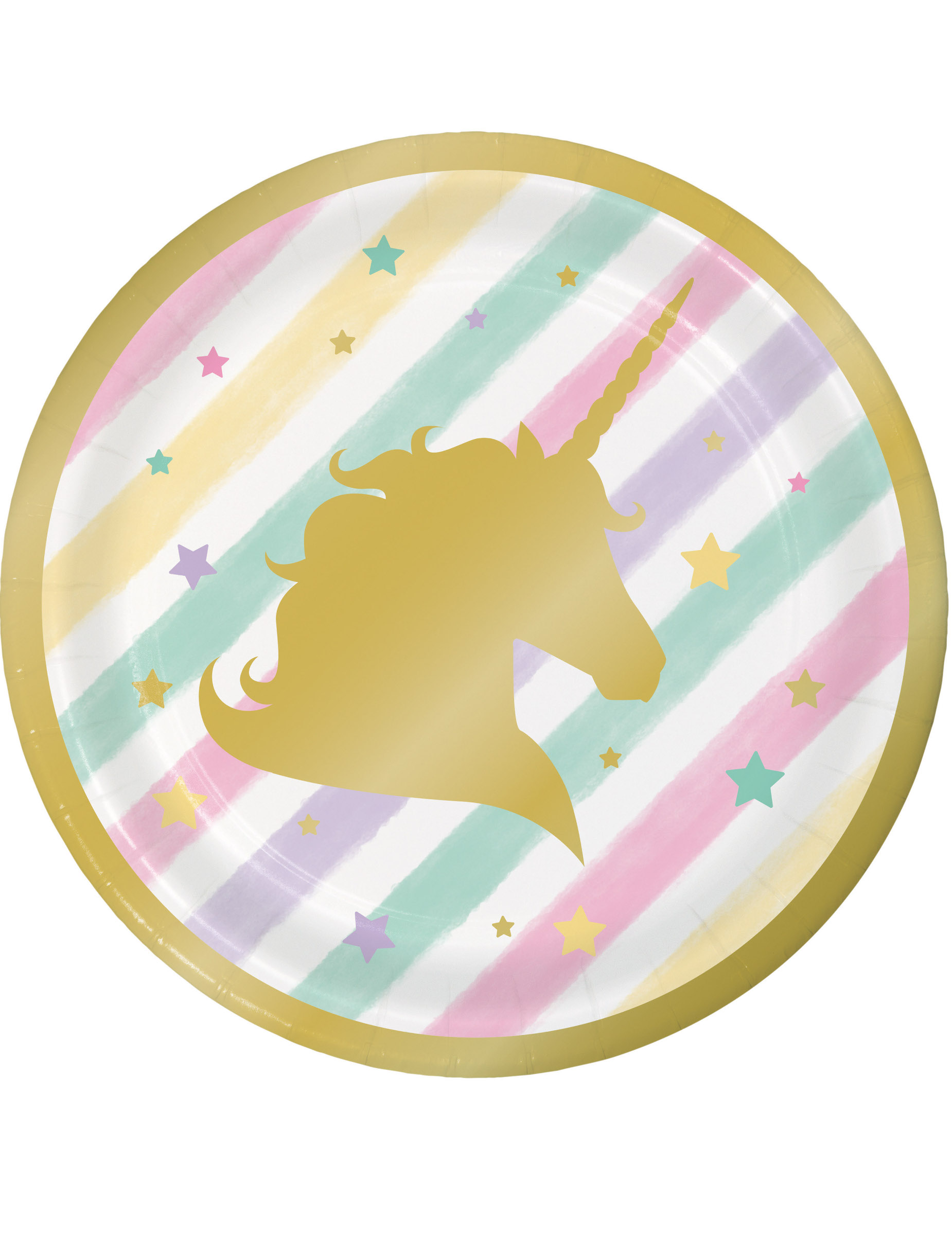 8 Petites assiettes en carton licorne 18 cm