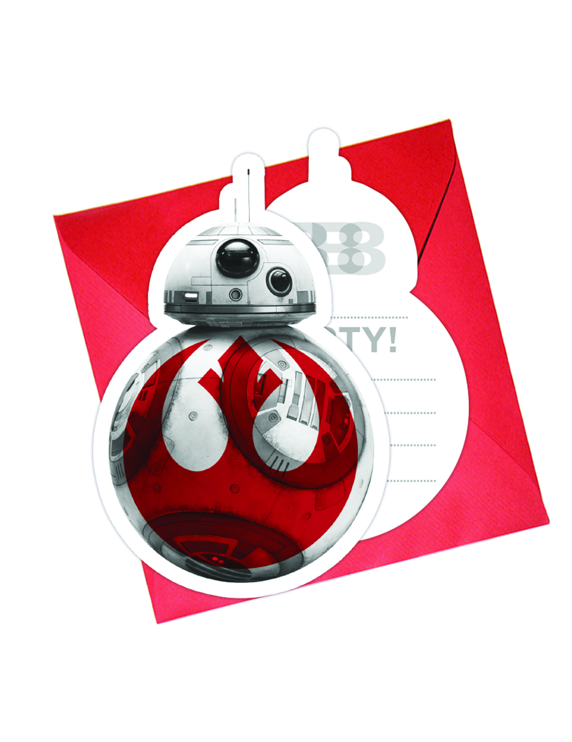 6 cartes d'invitation + enveloppes Star wars 8 The Last Jedi