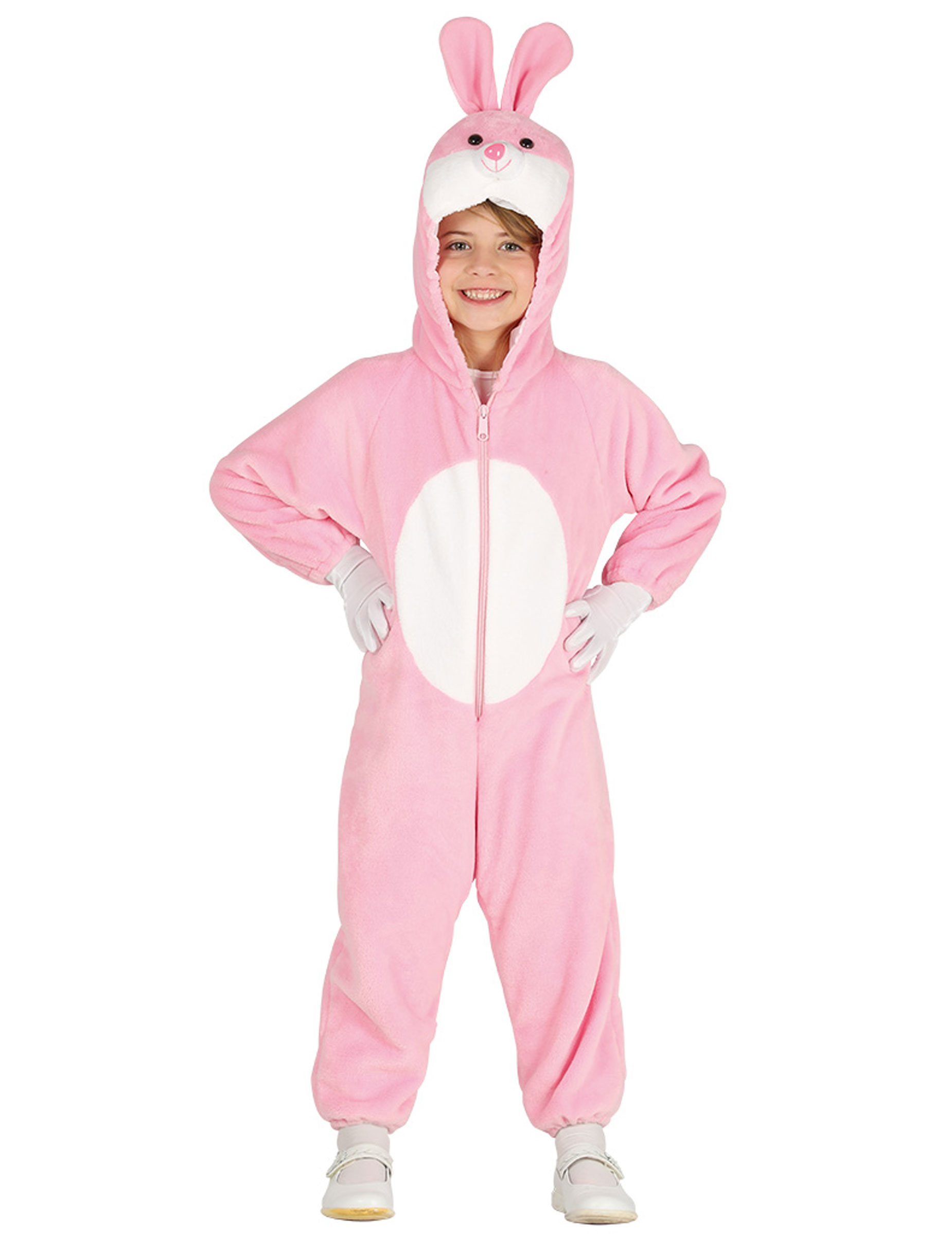Déguisement lapin rose zipper enfant