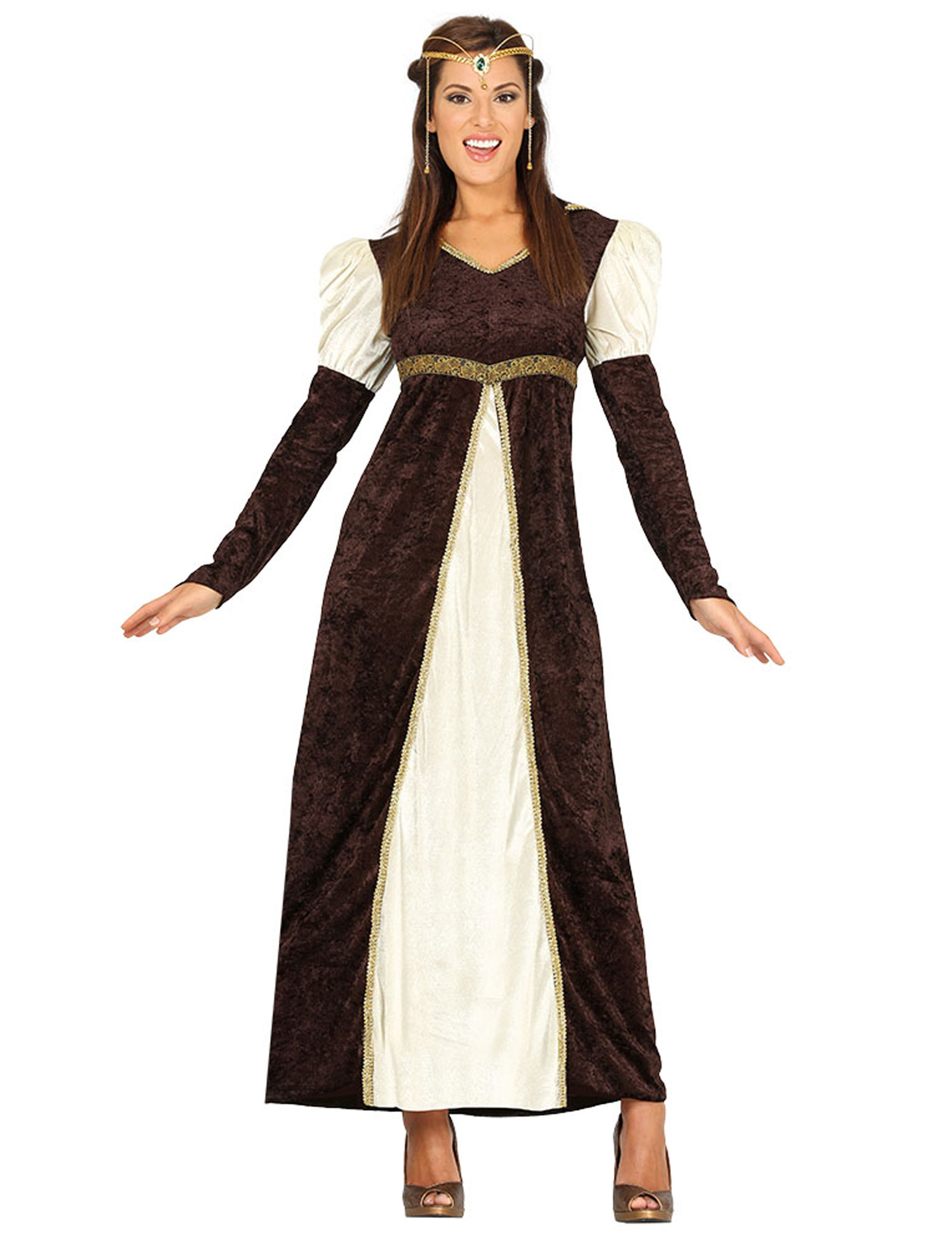 Déguisement princesse médiévale marron femme