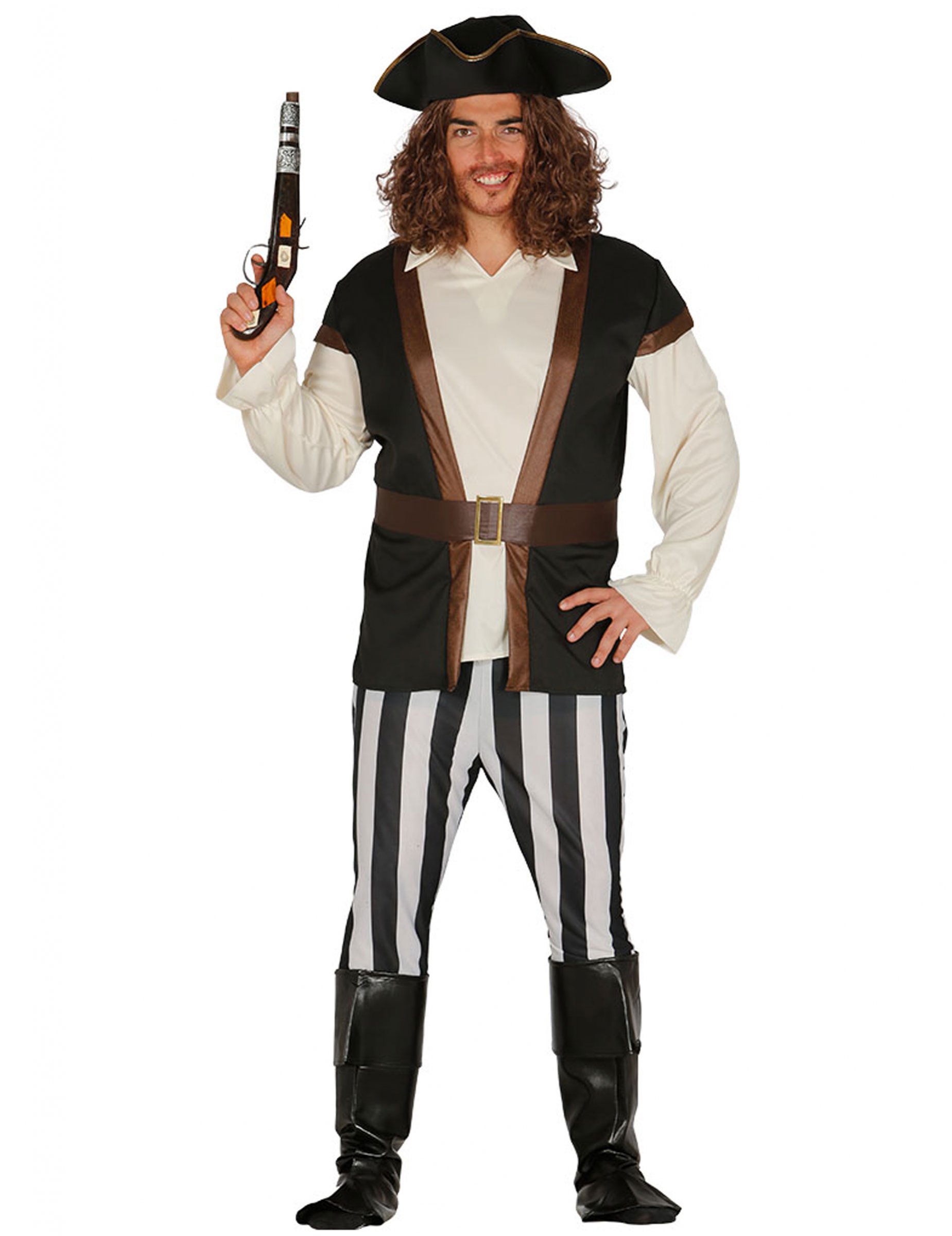 Déguisement capitaine pirate rayé homme