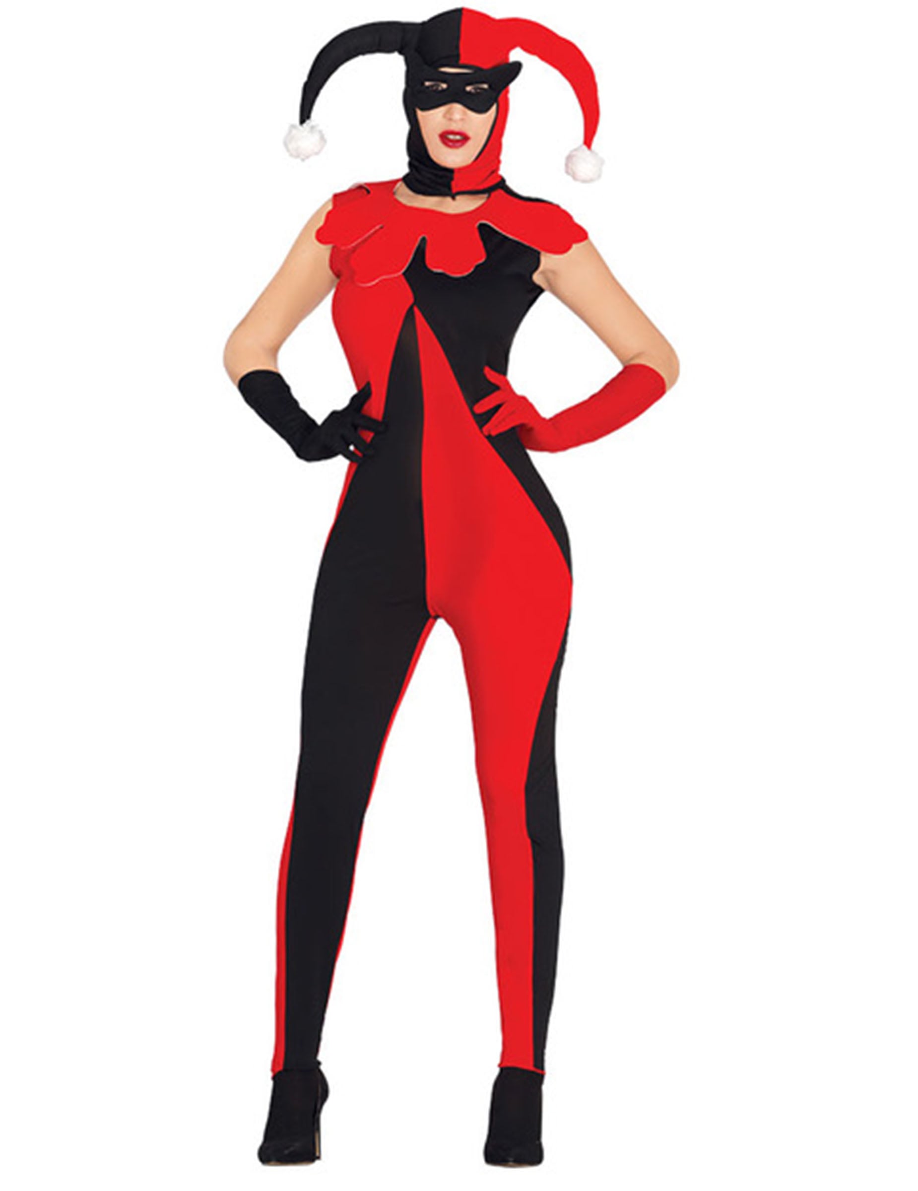 Déguisement combinaison arlequin bicolore femme