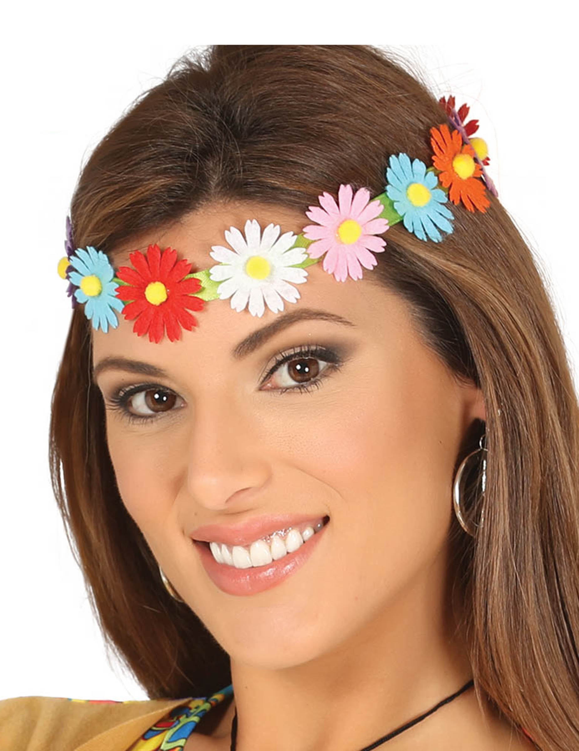 Tour de tête fleurs colorées adulte