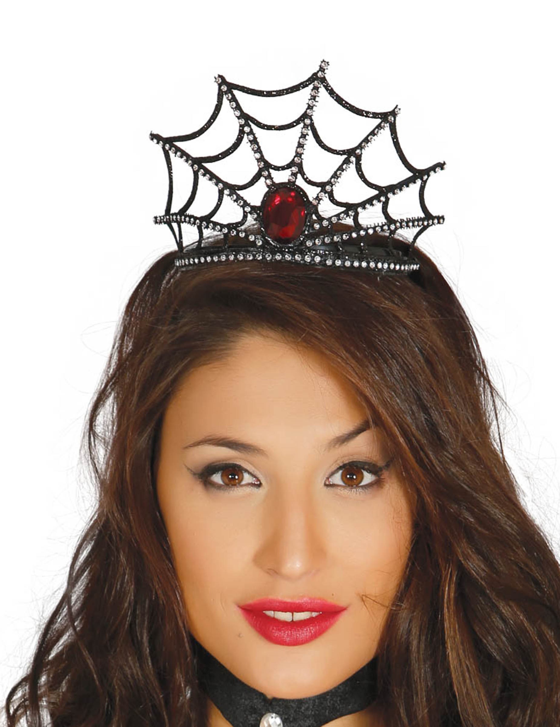 Diadème araignée avec faux rubis femme Halloween
