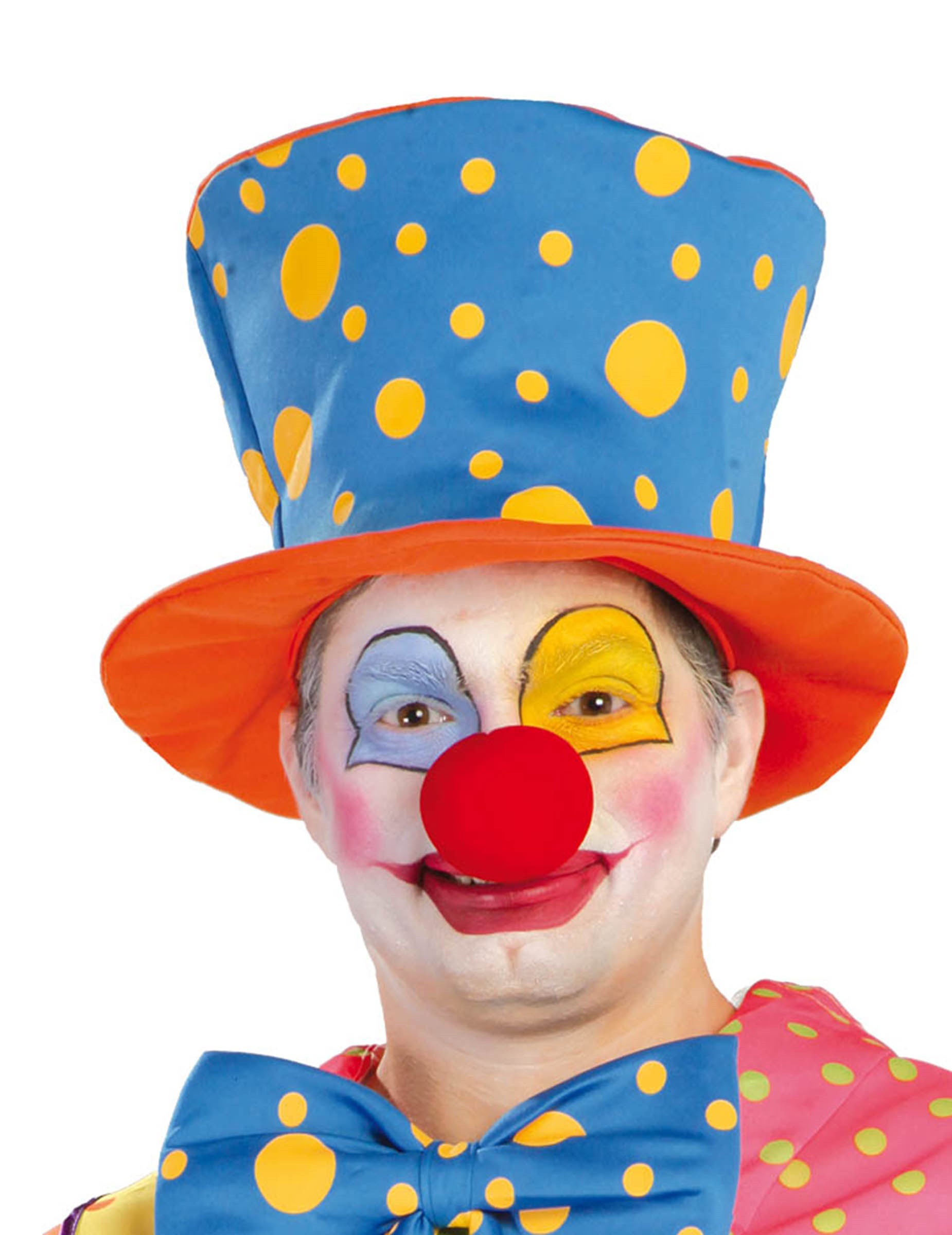 Chapeau haut de forme à pois clown adulte