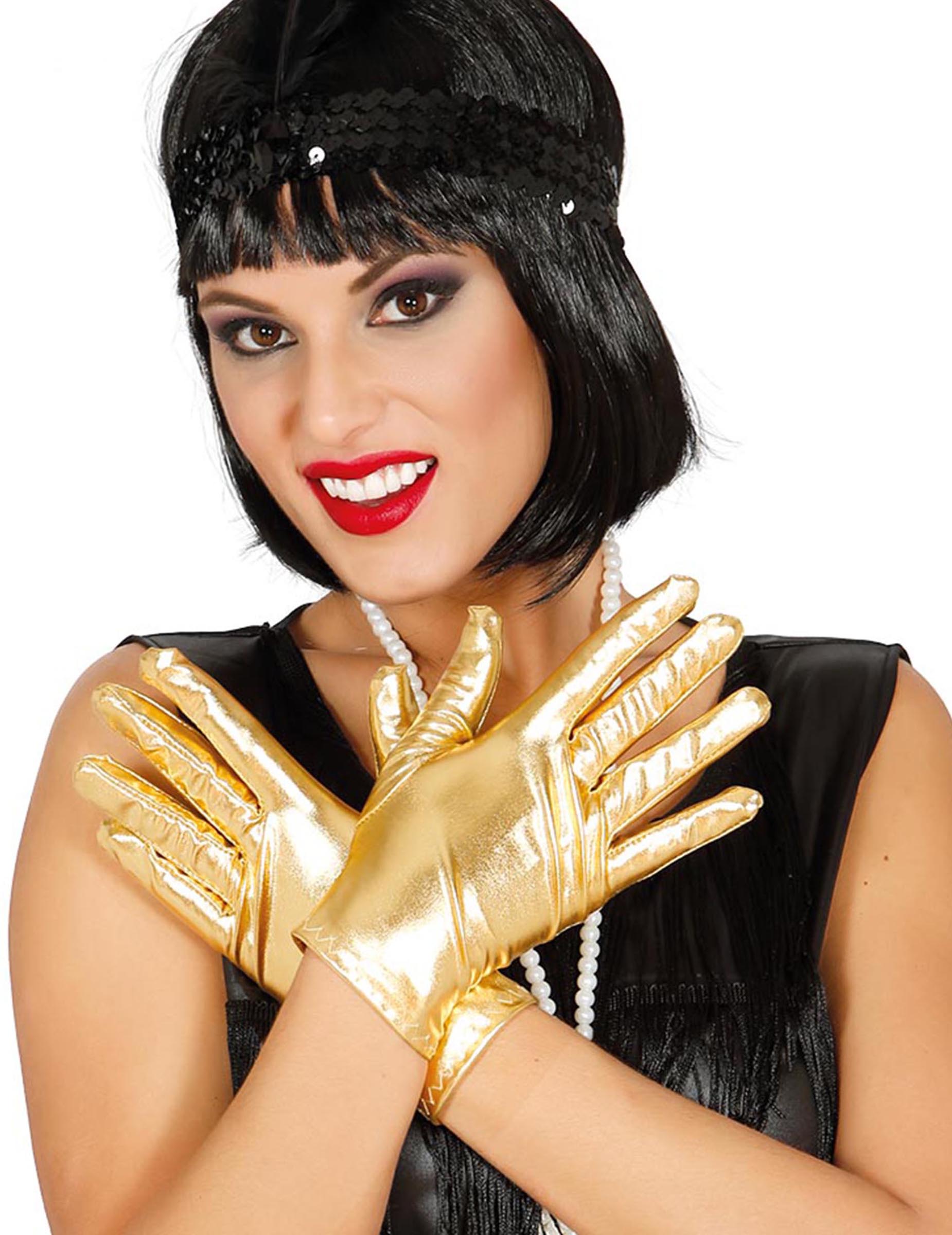 Gants courts métallisés or femme