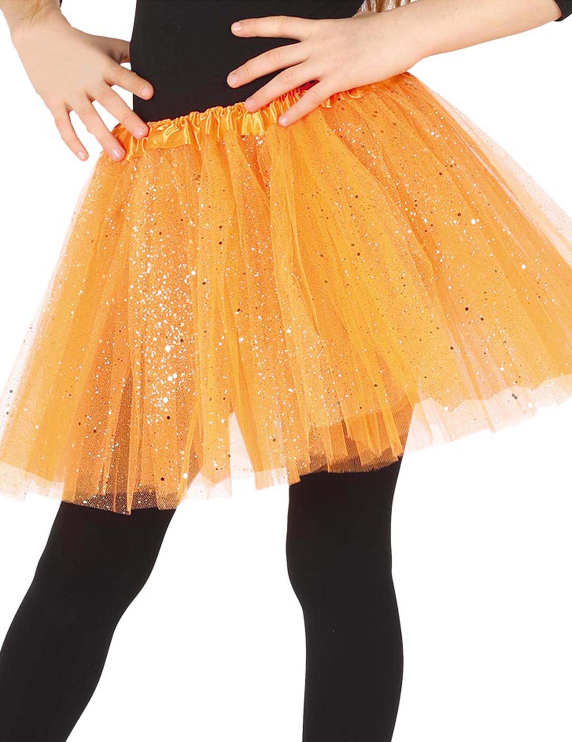 Tutu orange à paillettes fille