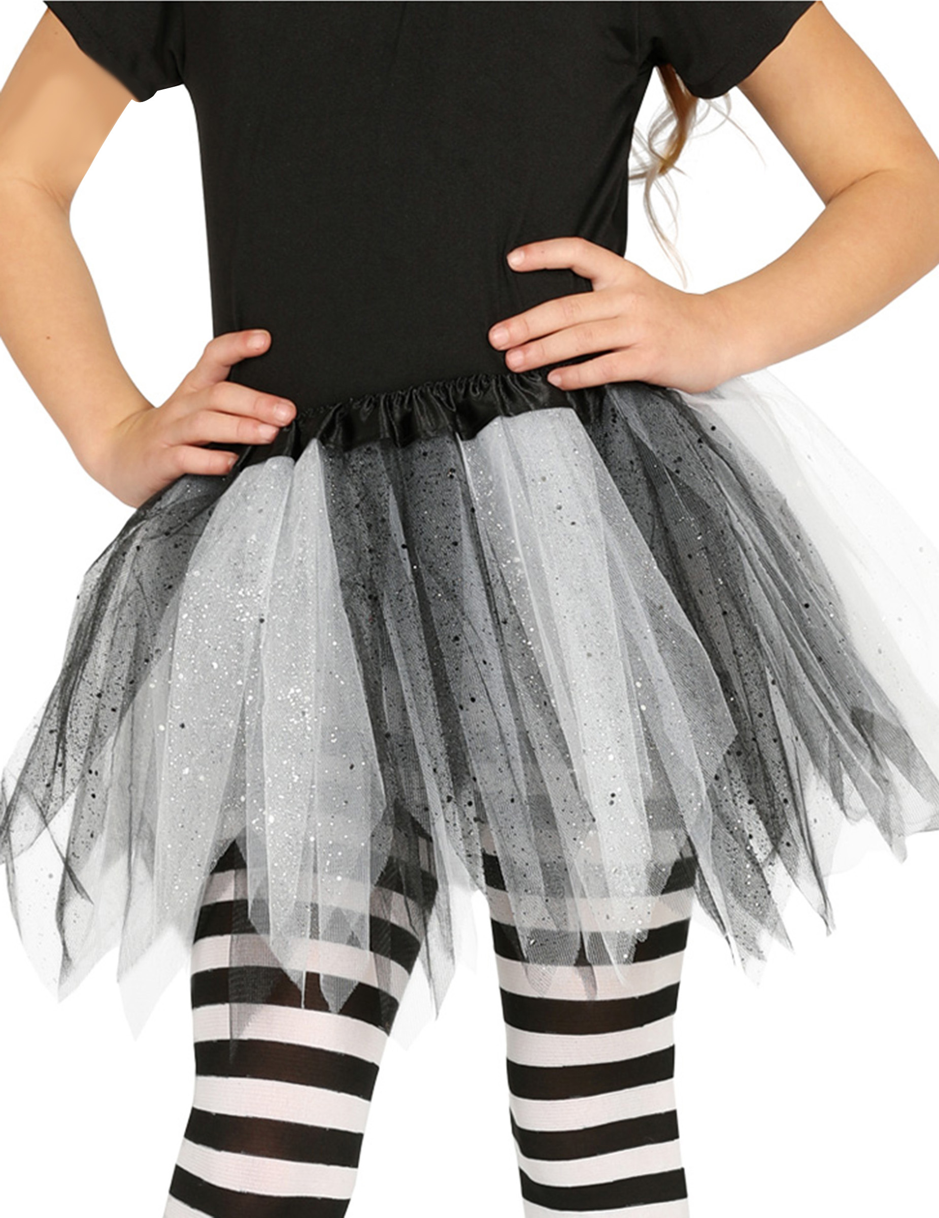 Tutu bicolore noir et blanc à paillettes fille