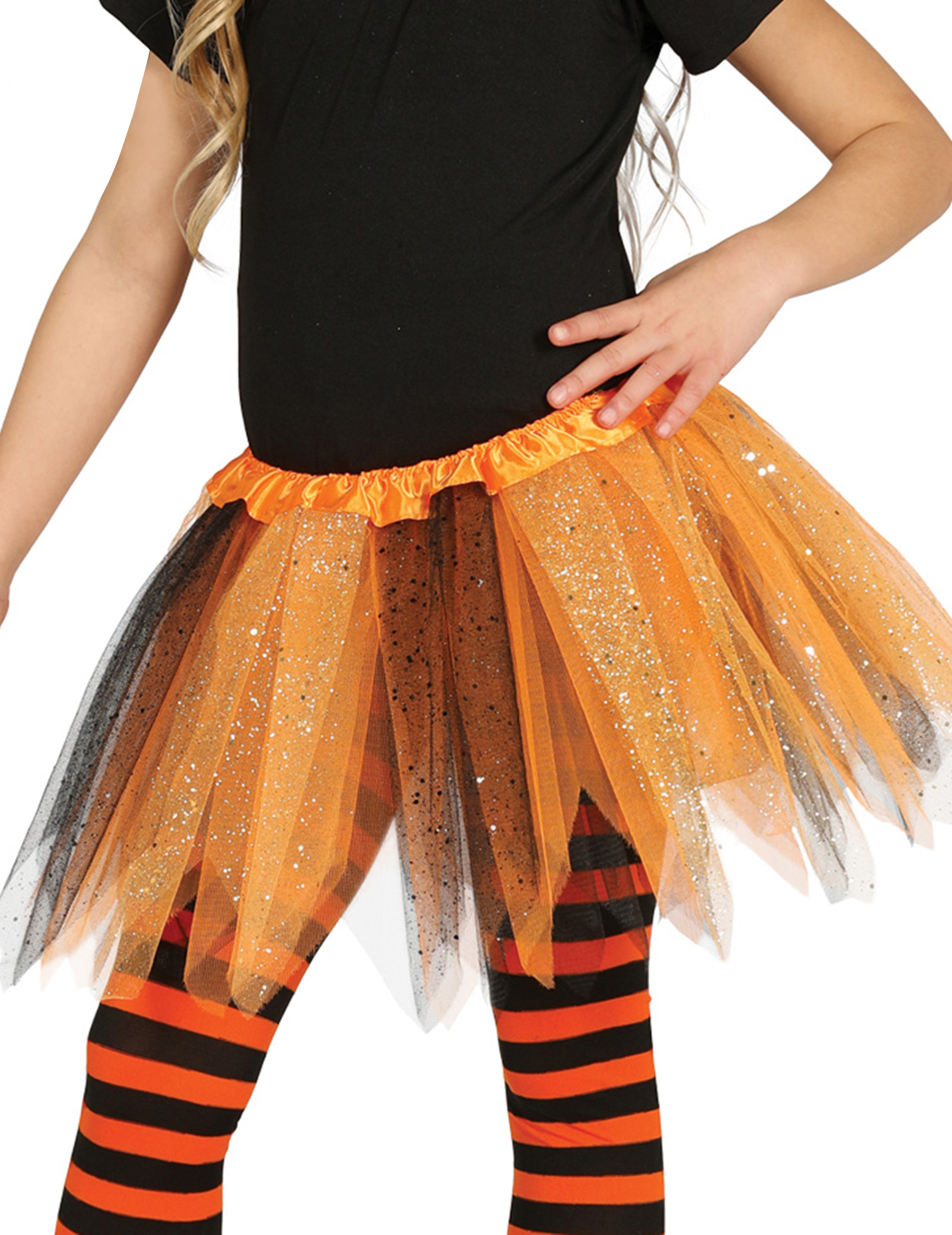 Tutu bicolore noir et orange à paillettes fille