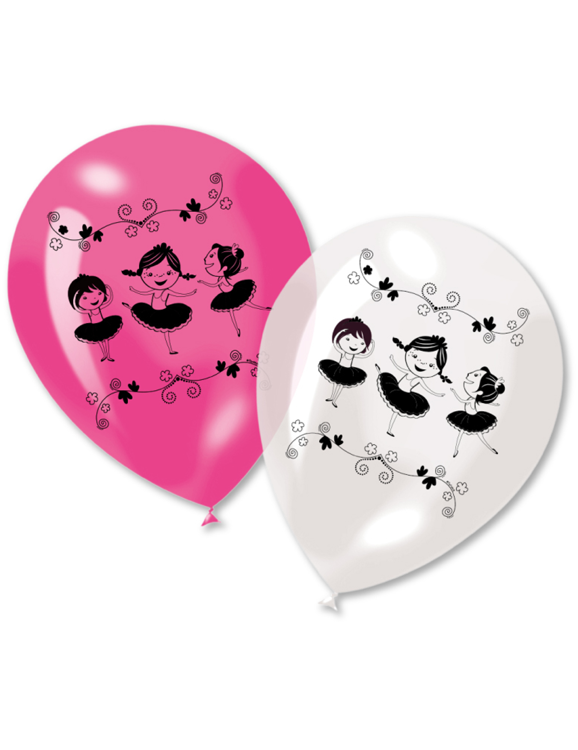 6 Ballons en latex ballerines roses et blancs 30 cm