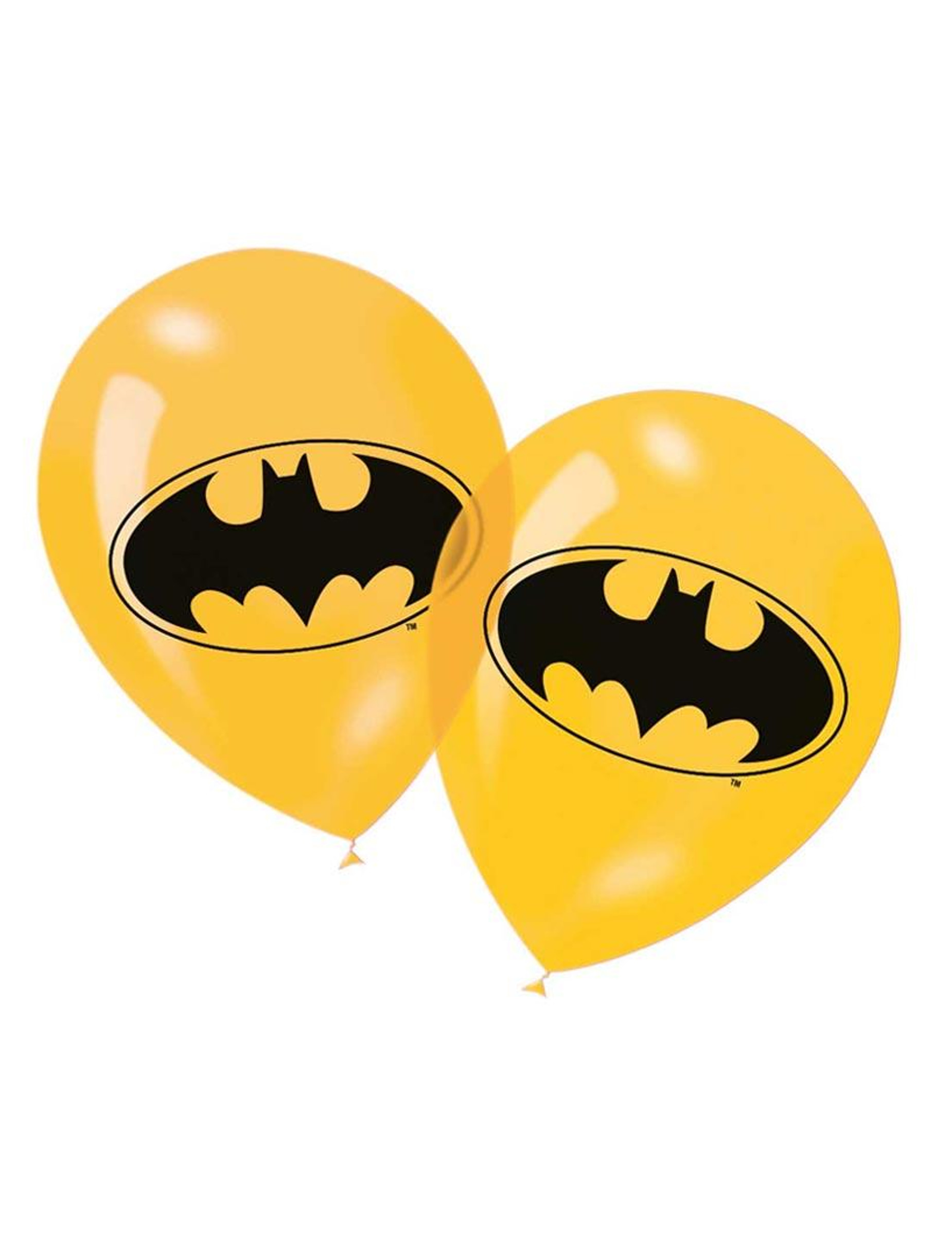 6 Ballons en latex jaune Batman