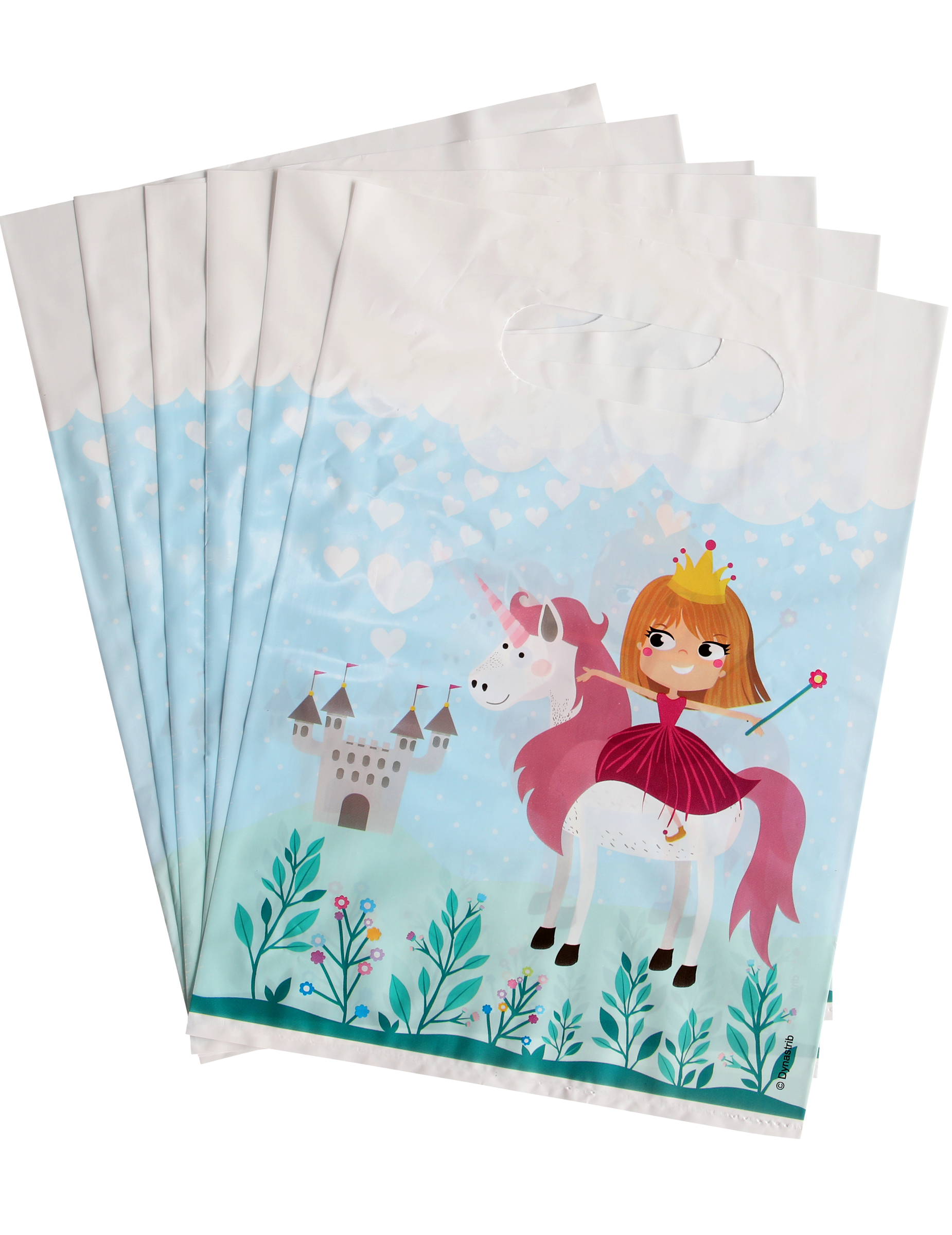6 Sacs cadeaux en plastique princesse 15 x 23 cm