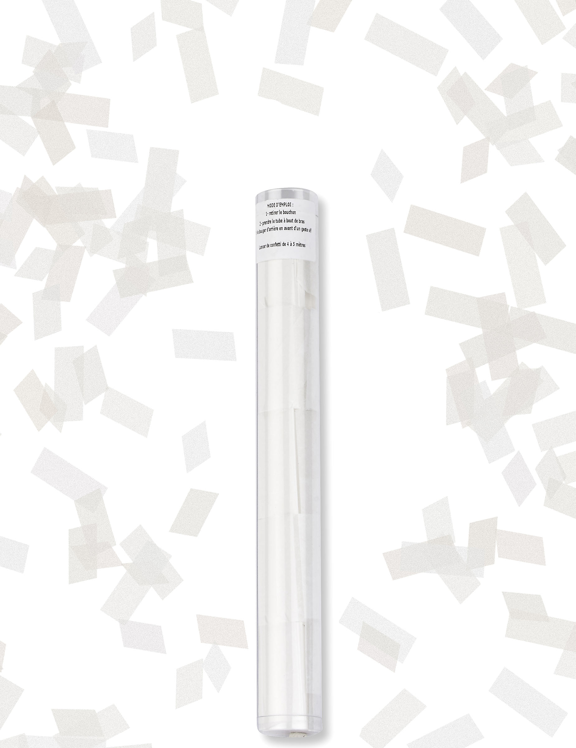 Canon à confettis rectangle blanc 27 cm