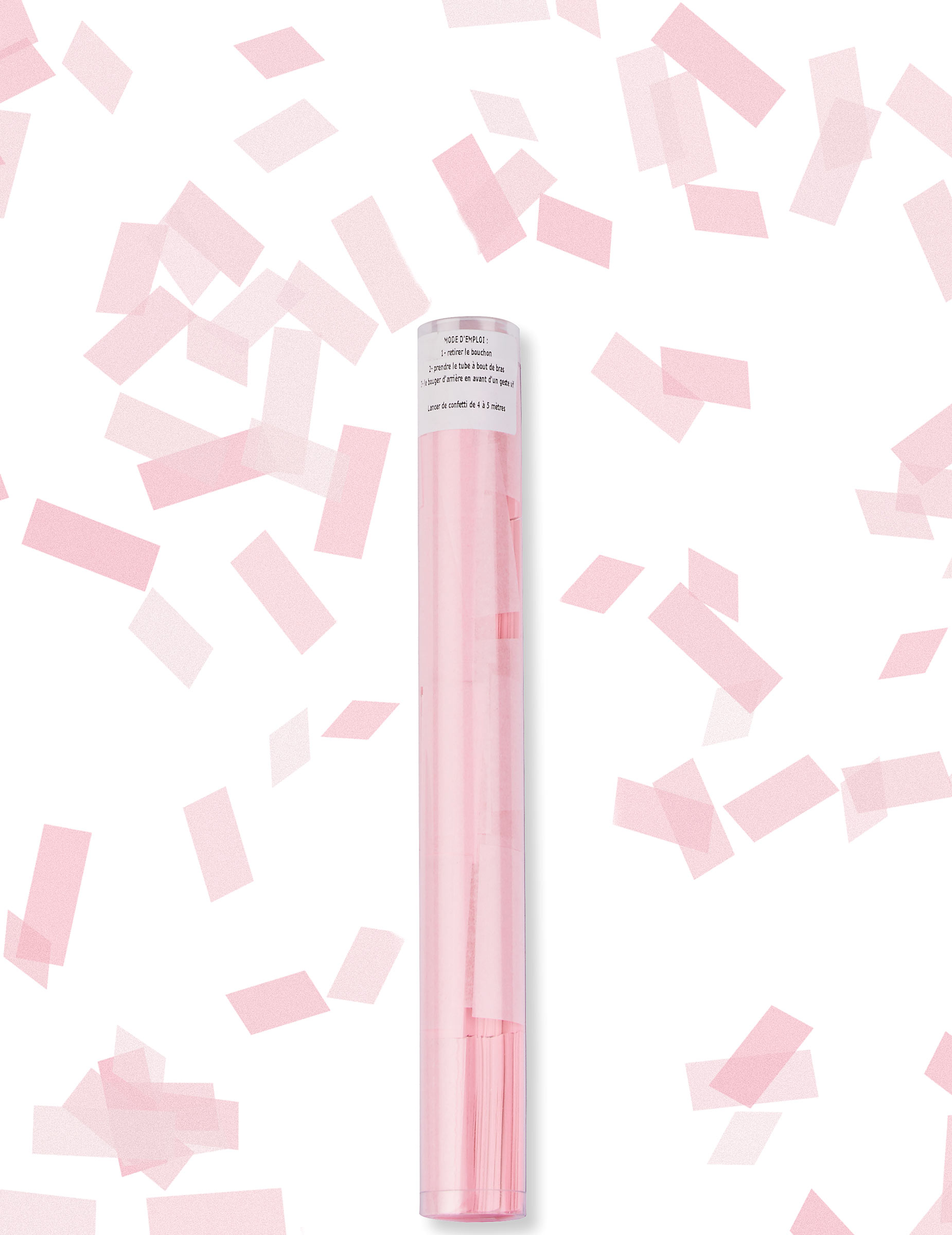 Tube lanceur de confettis rectangle rose 27 cm