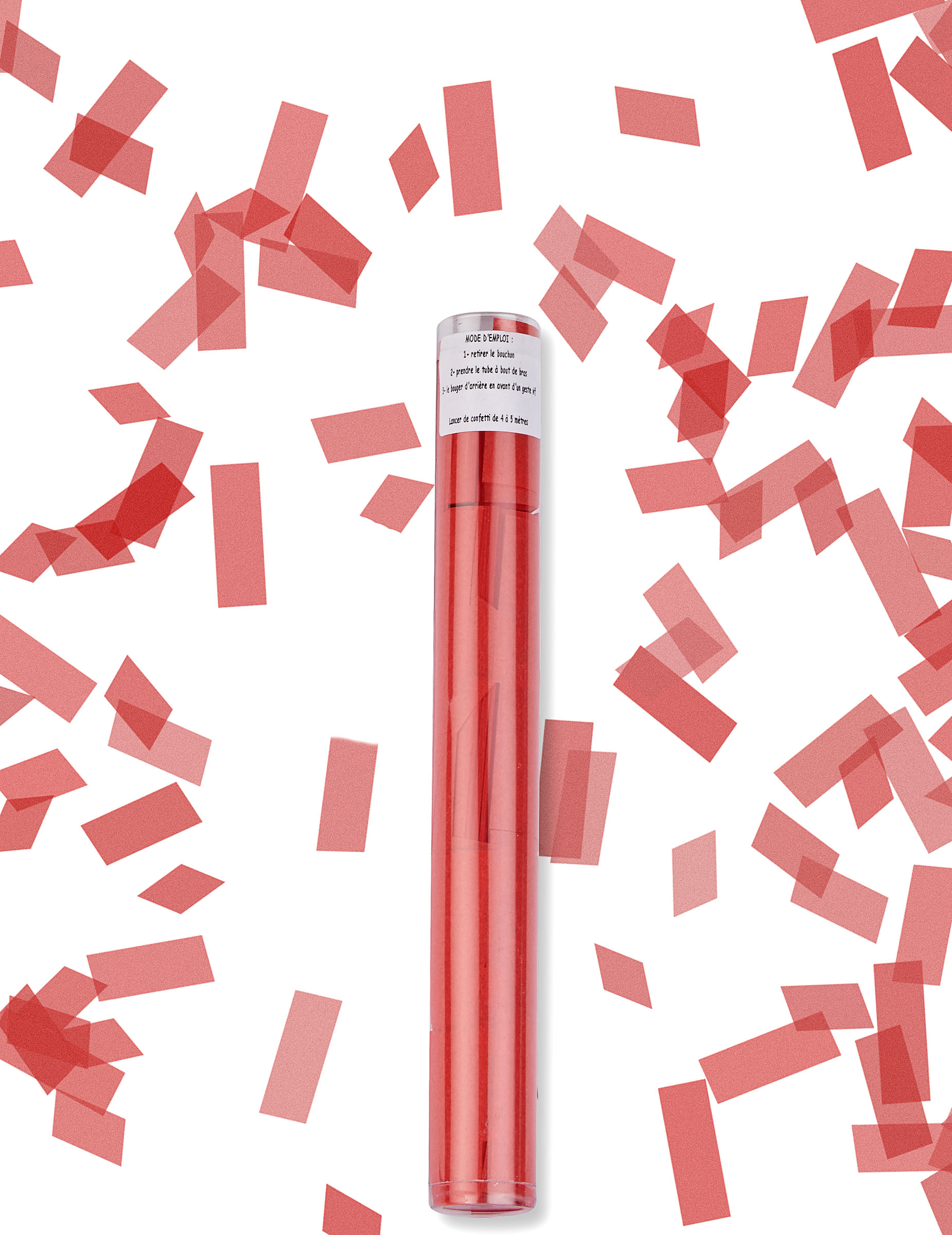 Canon à confettis rectangle rouge 27 cm