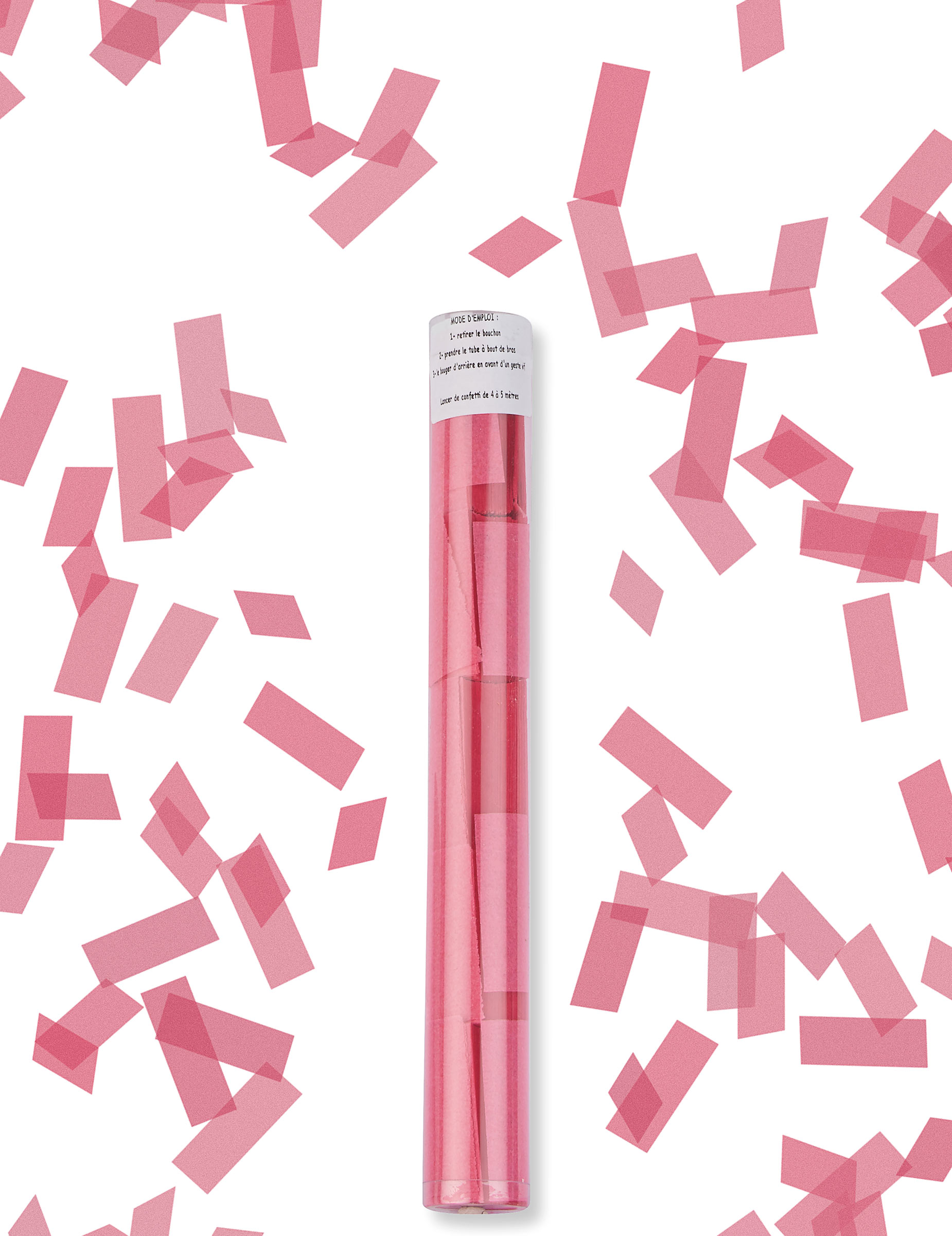 Canon à confettis rectangle fuchsia 27 cm