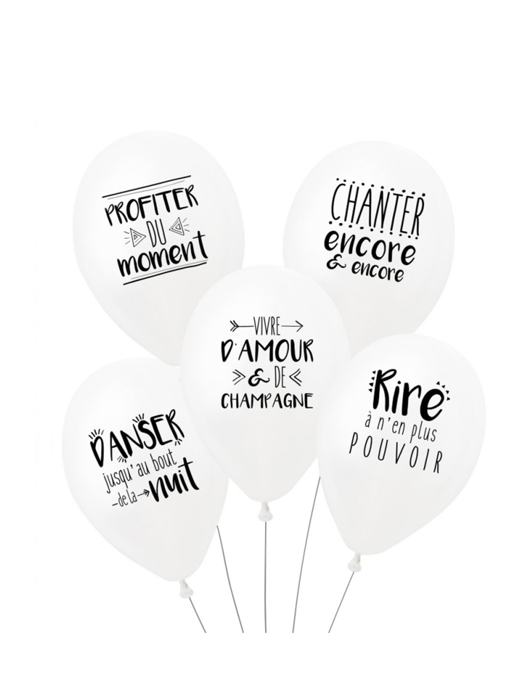 5 Ballons latex biodégradable Mots doux 27 cm