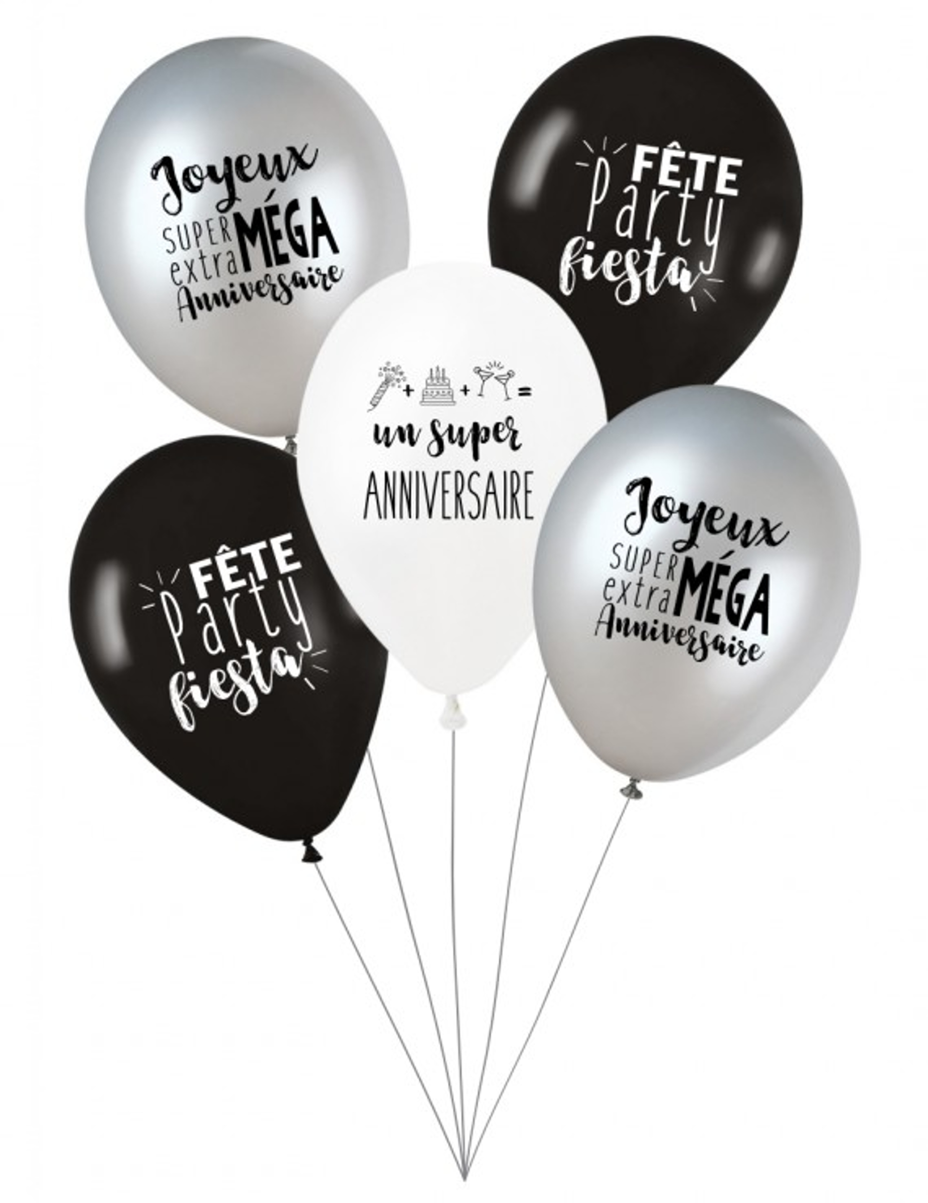 5 Ballons latex Party anniversaire27 cm