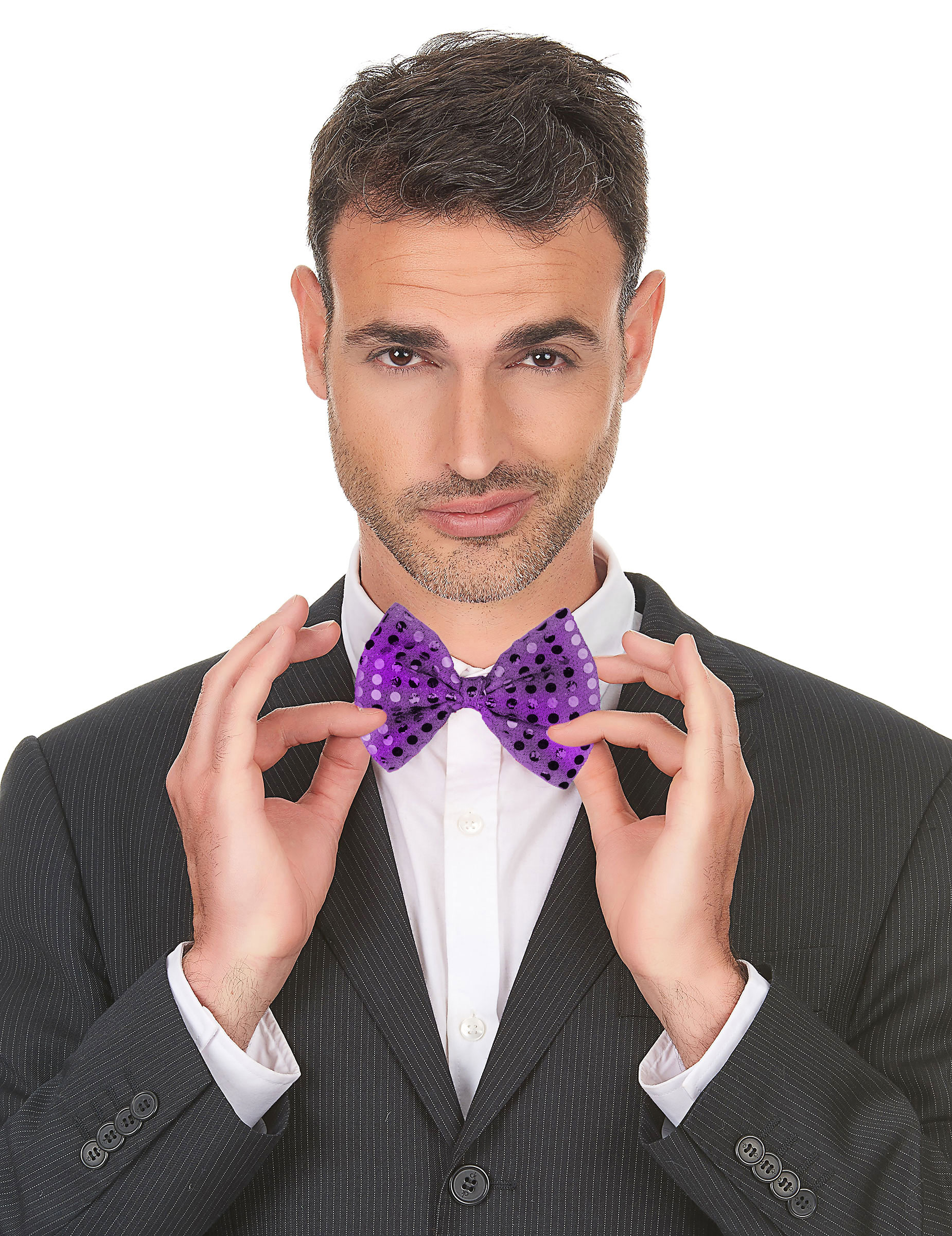 Noeud papillon violet avec sequins adulte