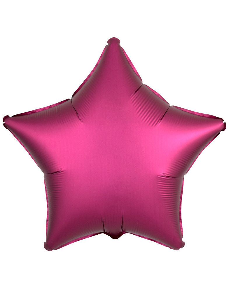 Ballon aluminium étoile satin fuschia 43 cm