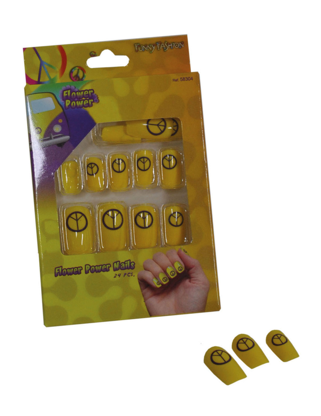 Faux ongles signe de la paix hippie adulte