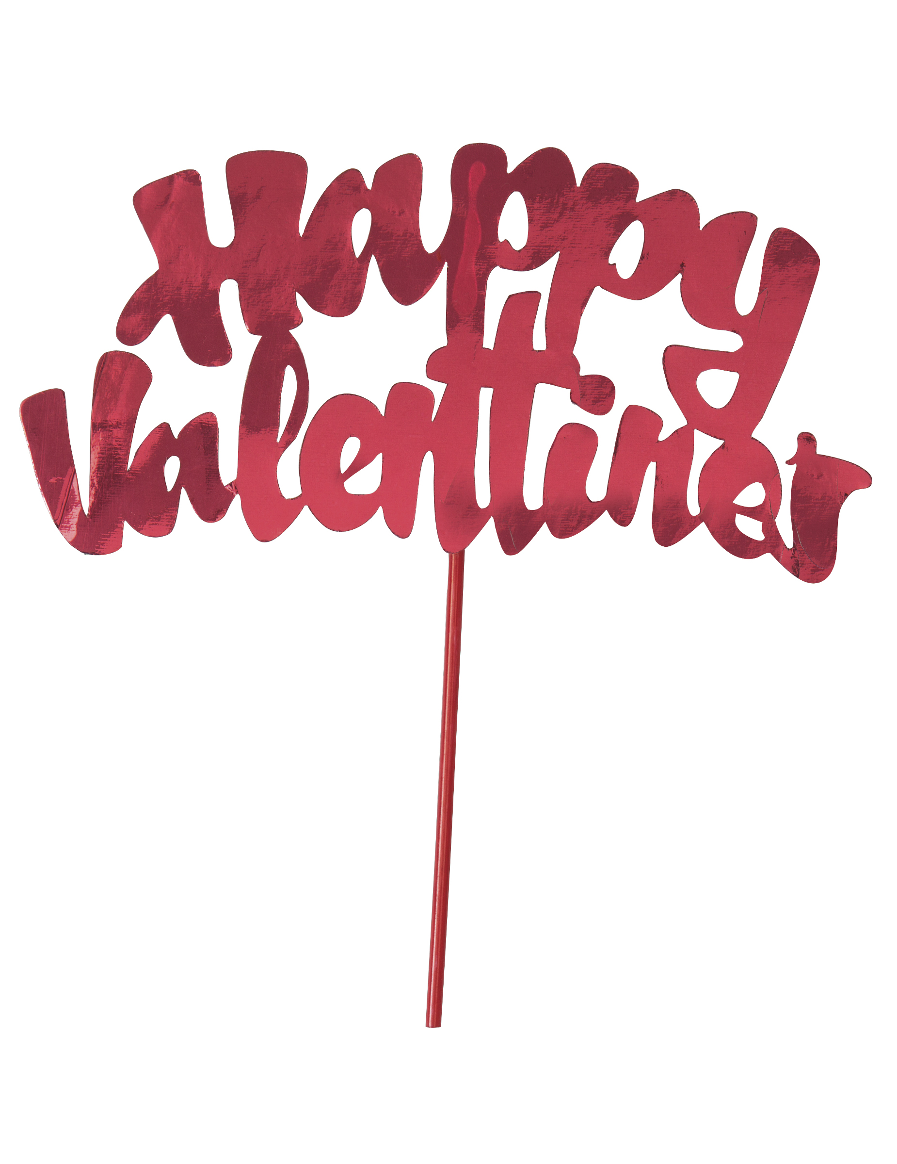Décoration pour gâteau Happy Valentine's métallisé rouge 15,2 cm