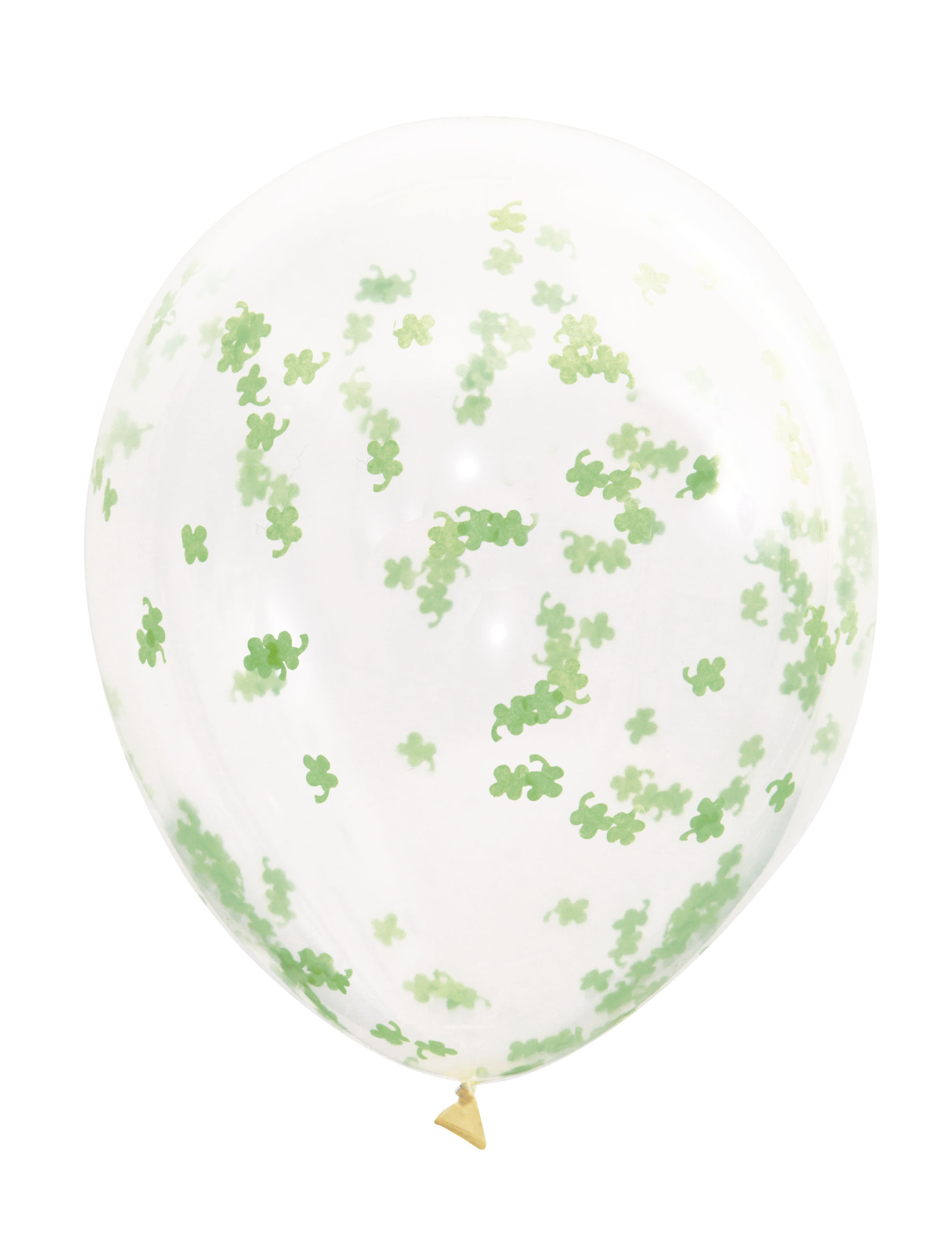 5 Ballons en latex transparents avec confettis trèfles verts 40,6 cm