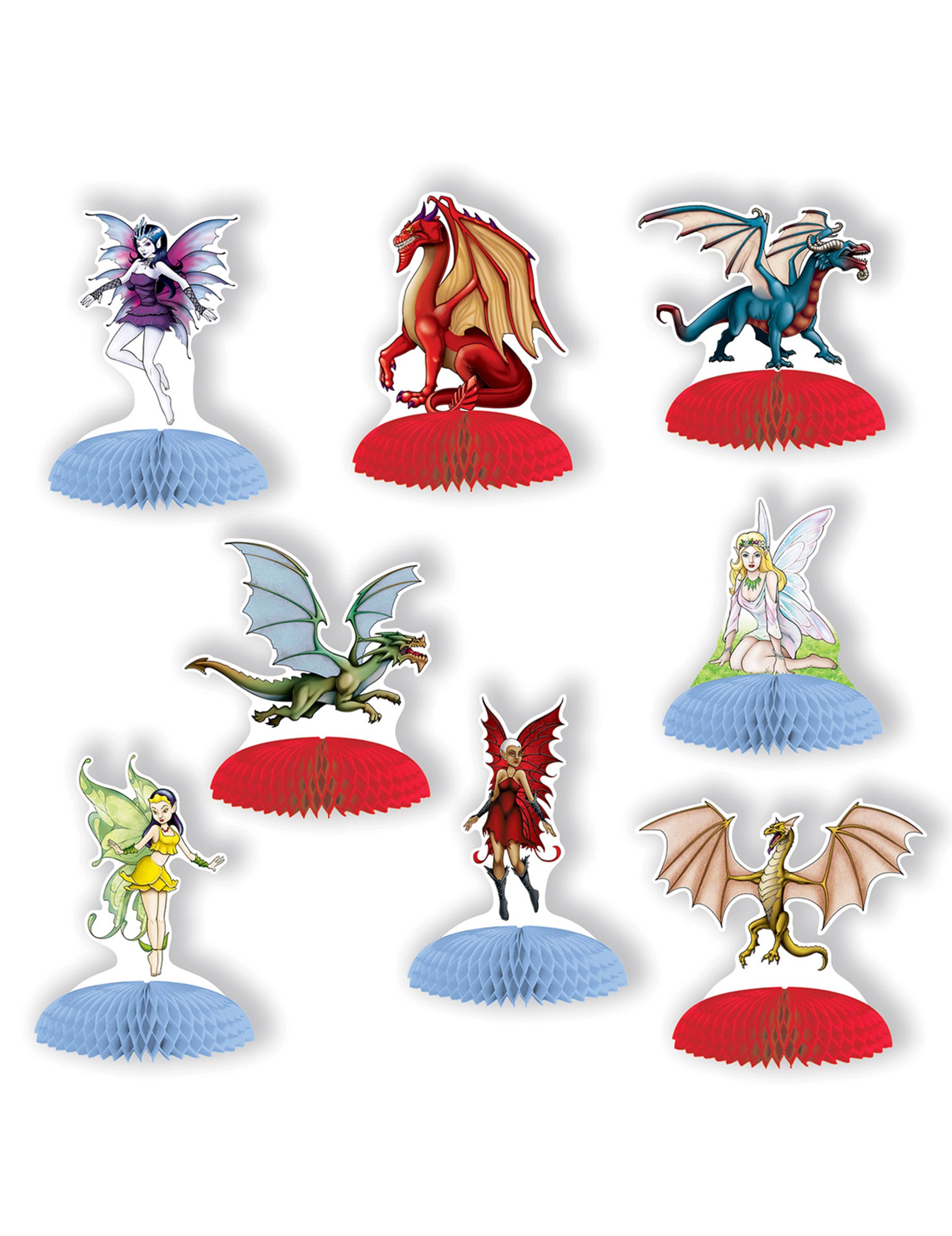 8 Mini centres de table dragons et fées
