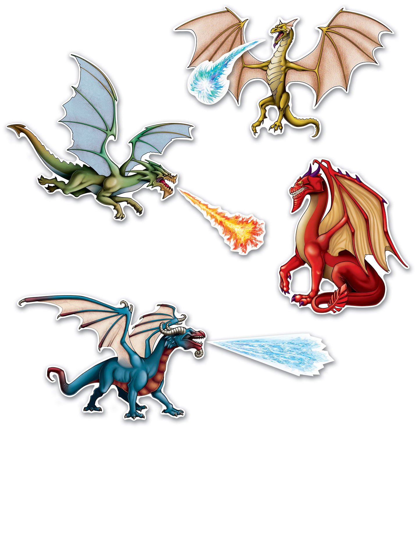7 Affiches en carton dragons 20 x 52 cm