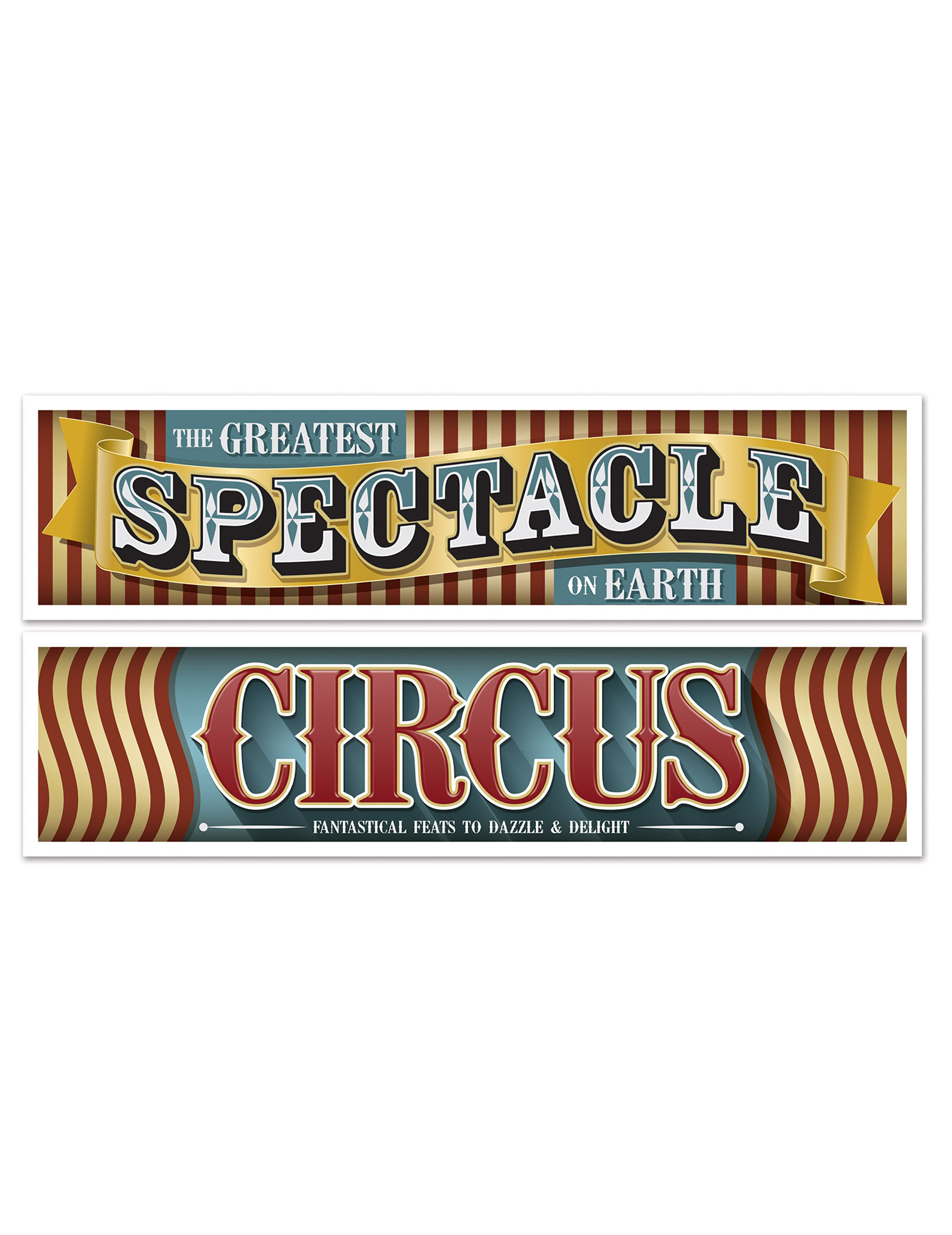 2 Banderoles Cirque Vintage 38 cm x 1,5 m