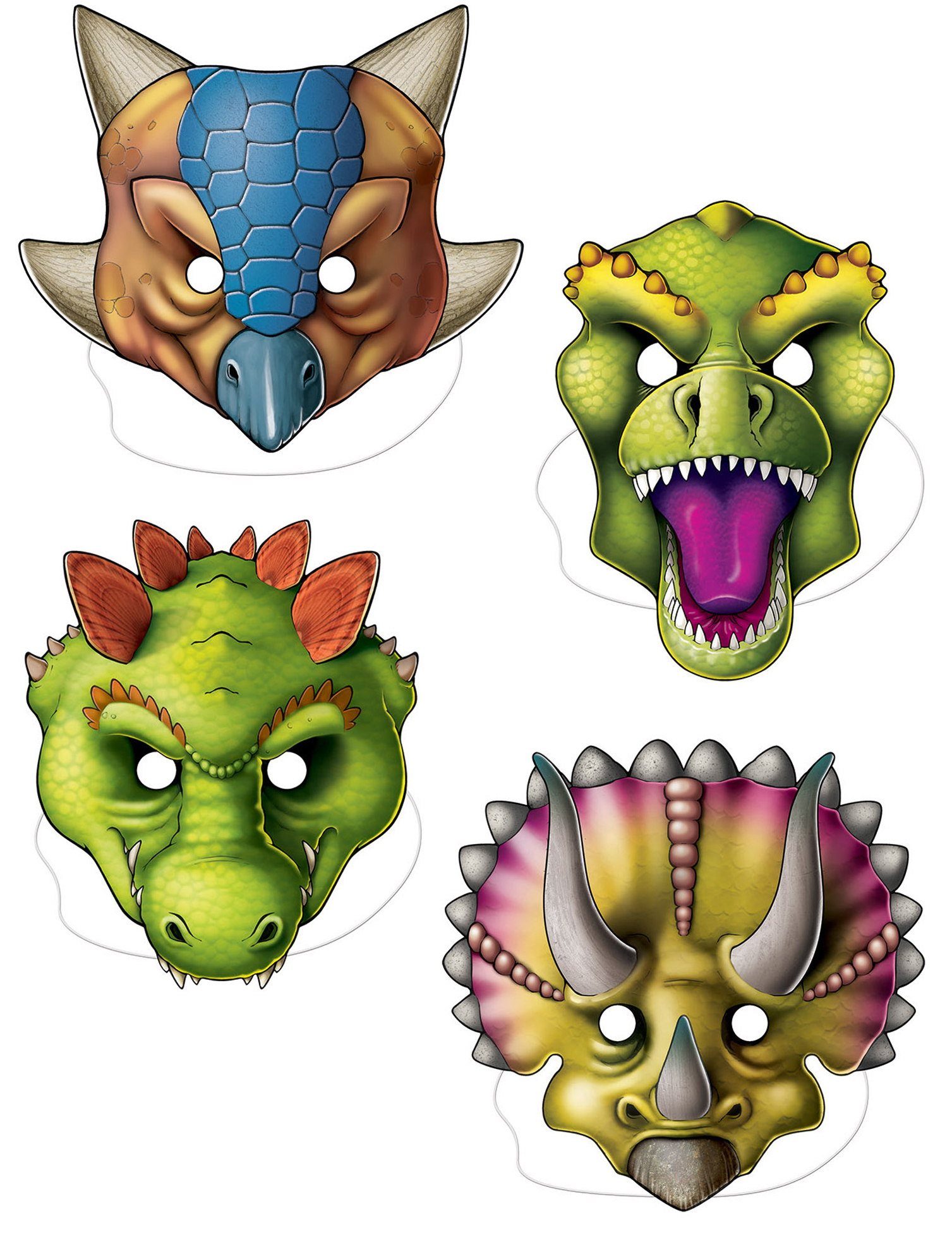 4 Masques de dinosaures en carton