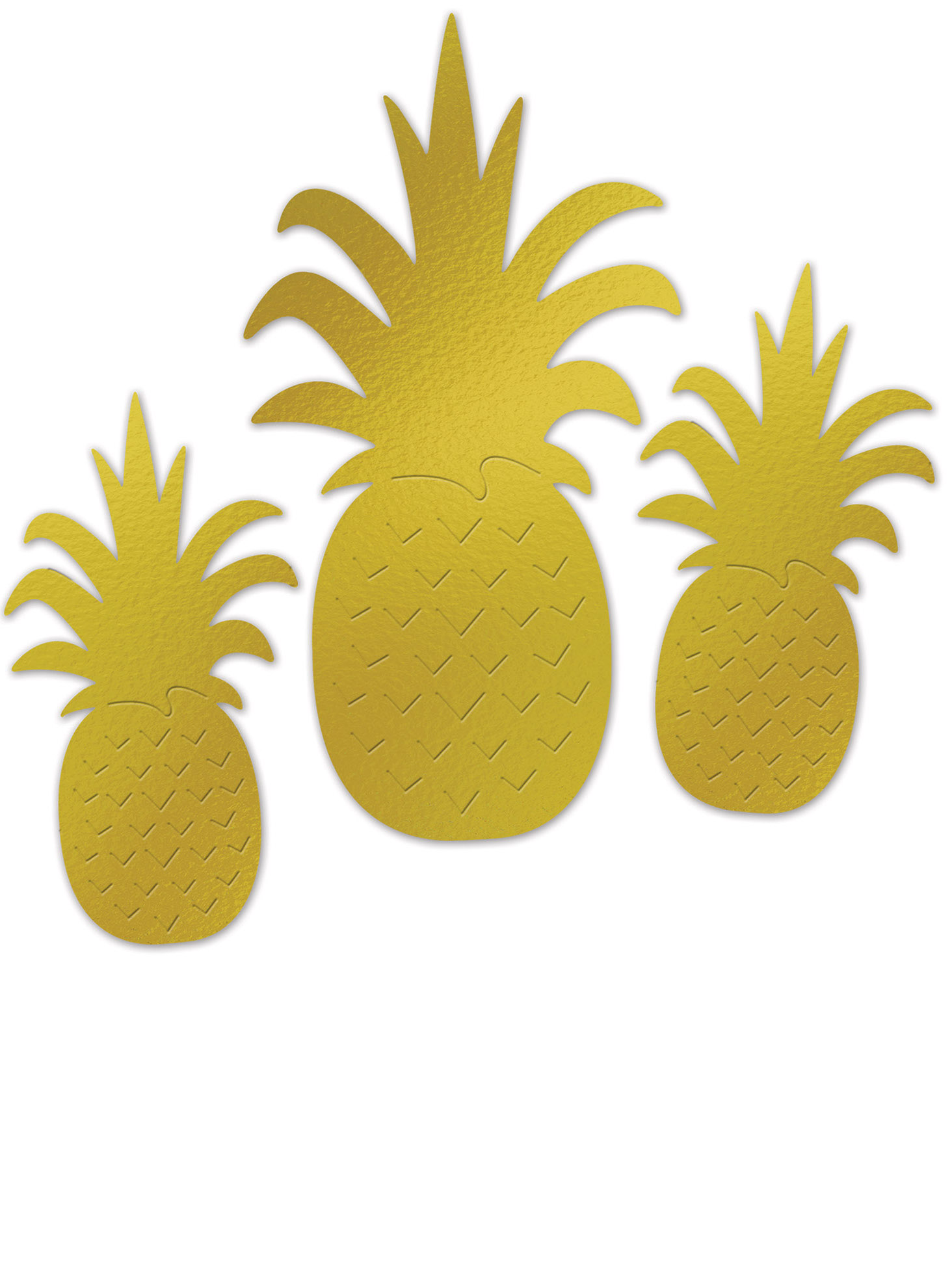 3 Décorations murales en aluminium ananas 30 et 45 cm