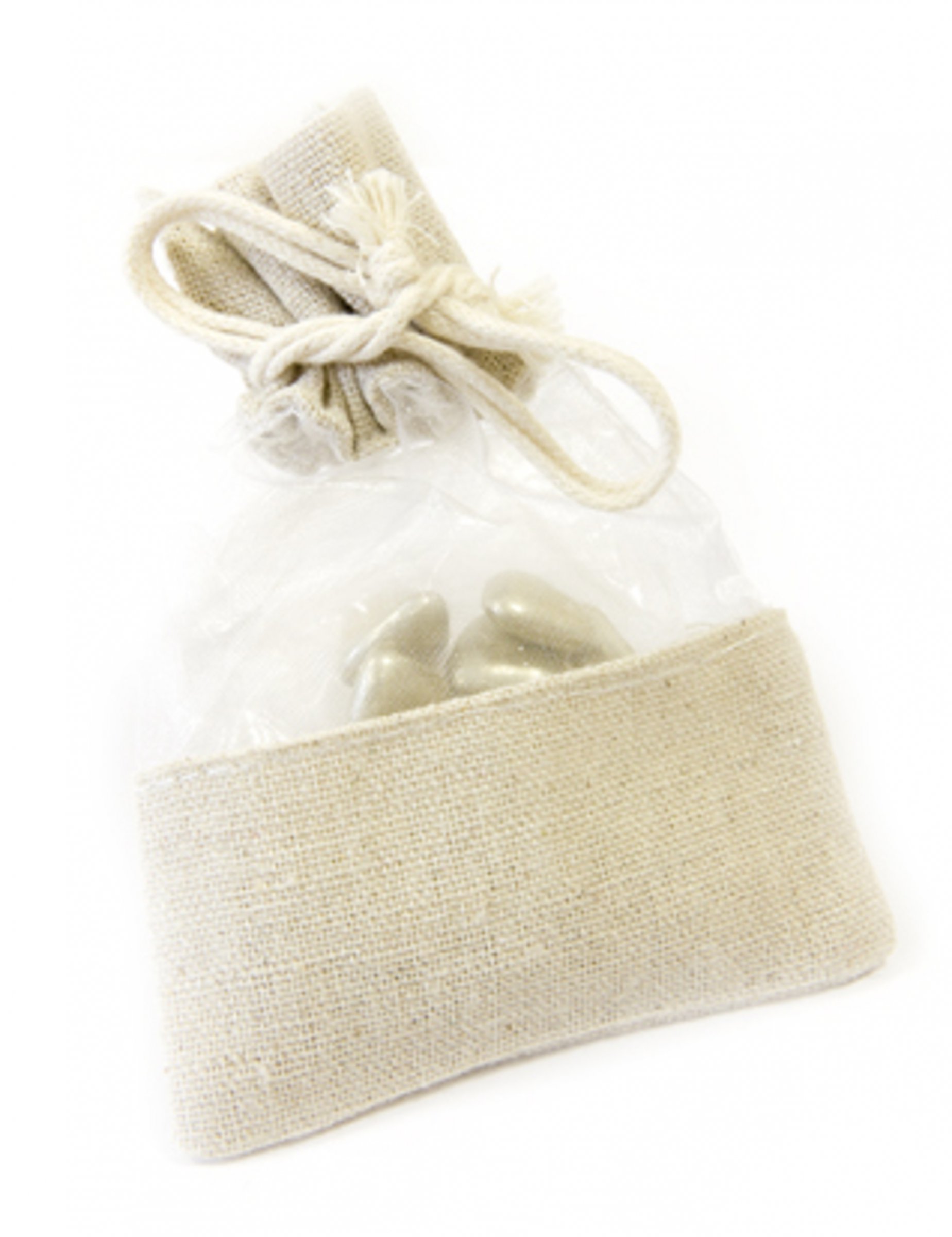 5 Sacs fantaisie organza et toile naturel 8 x 10 cm