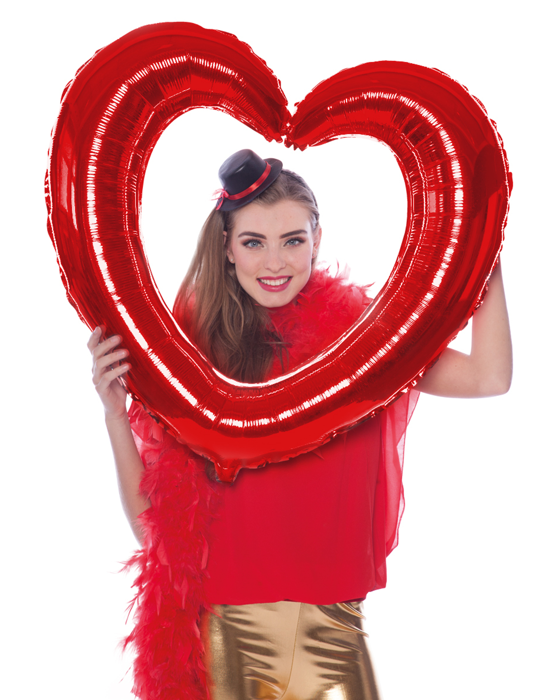 Ballon cadre en forme de c ur rouge 80 cm