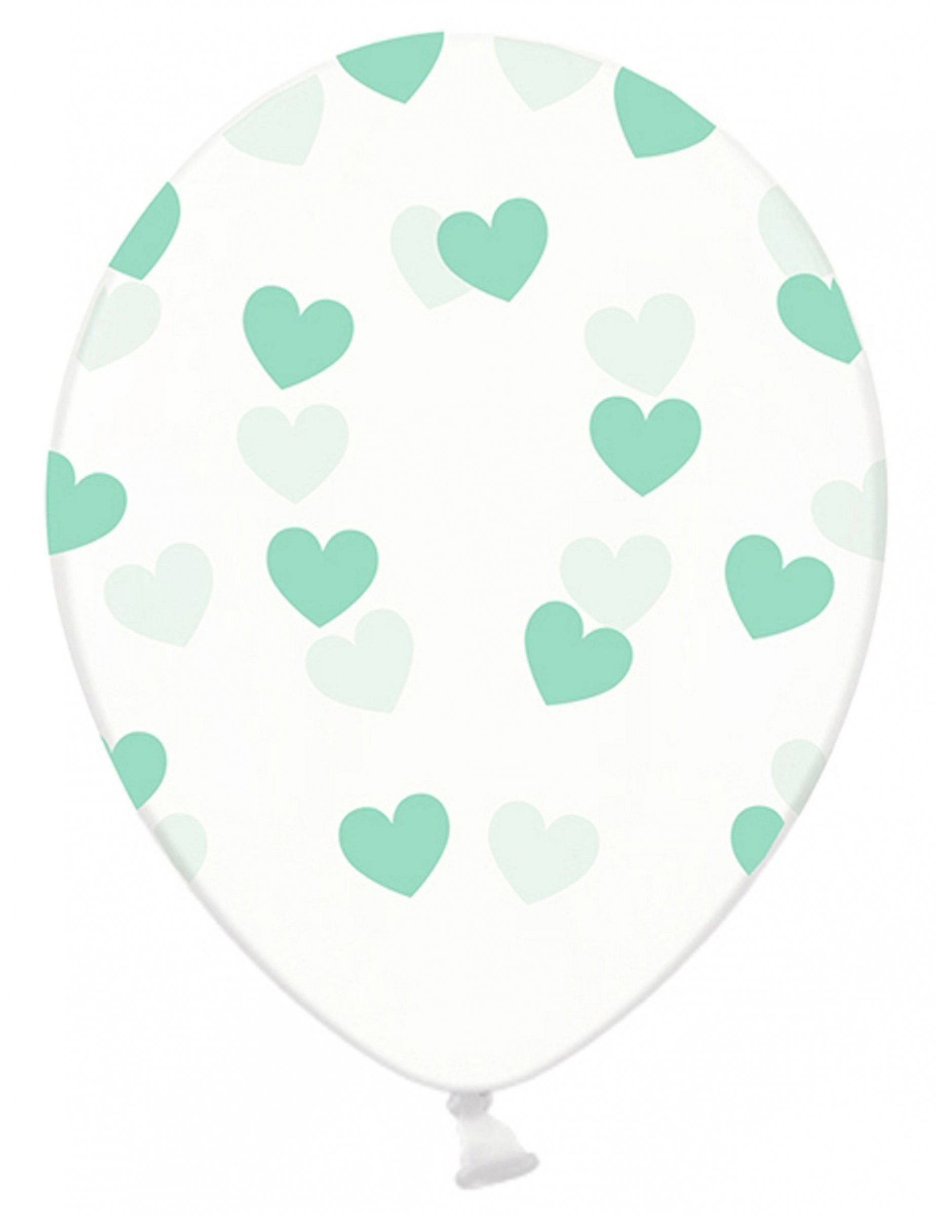6 Ballons en latex transparents avec c urs menthe 30 cm