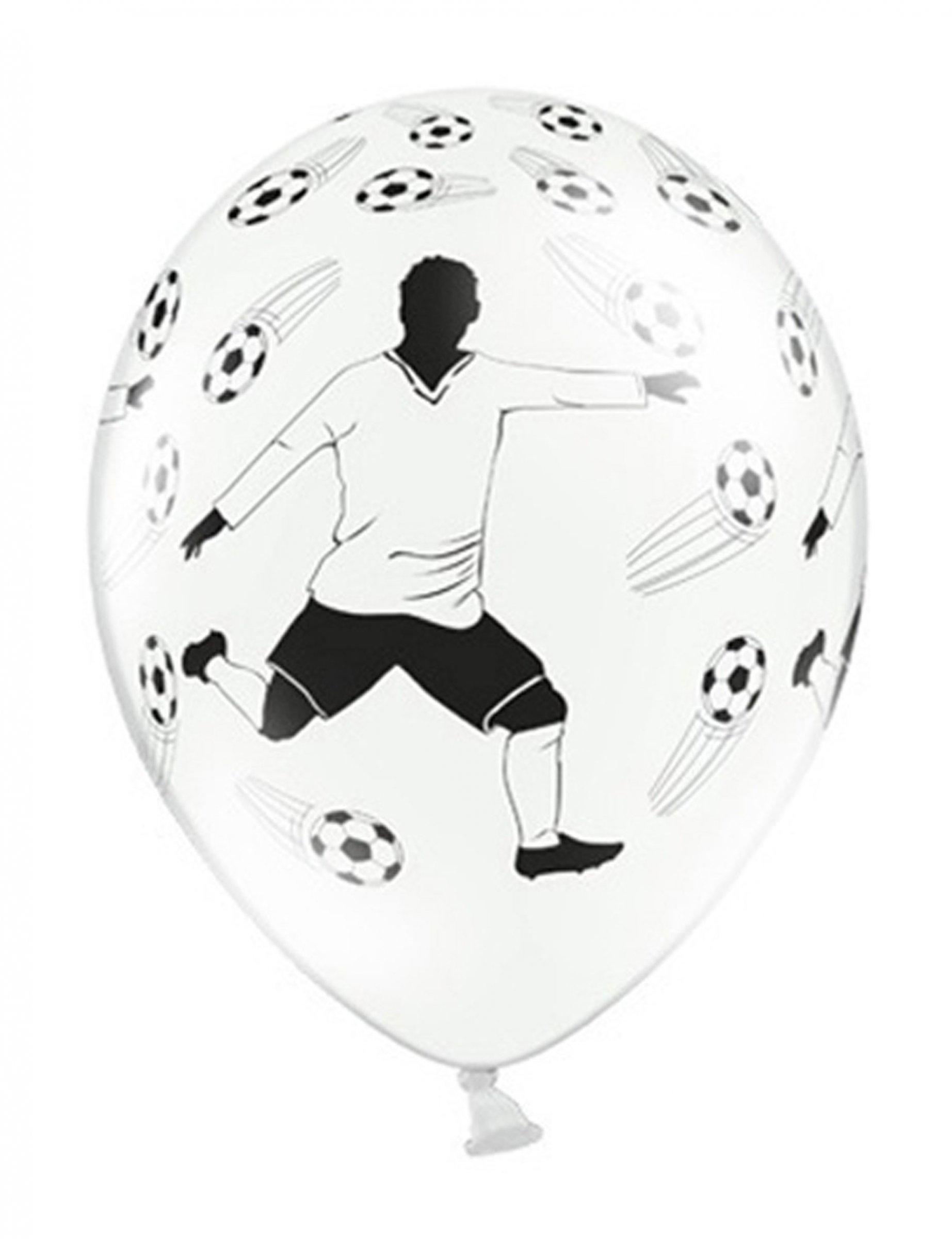 6 Ballons en latex blancs avec Joueur de Foot et ballons 30 cm