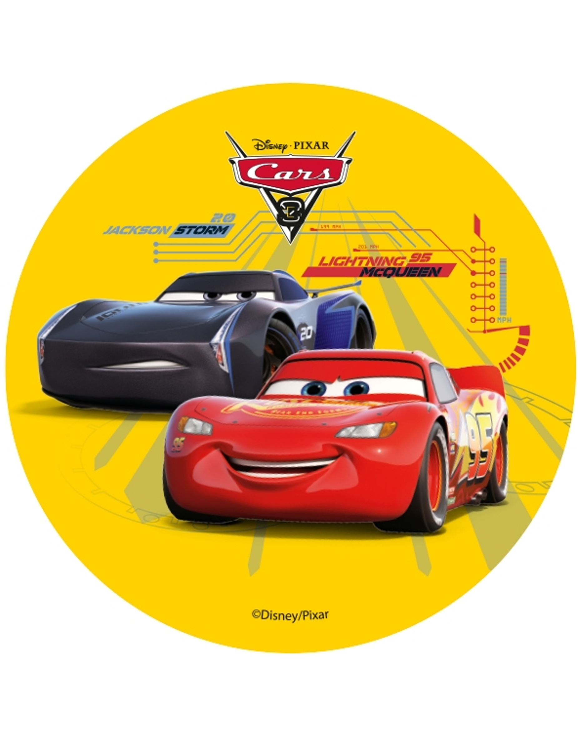 Disque azyme Cars 3  Flash McQueen et Jackson Storm 14,5 cm