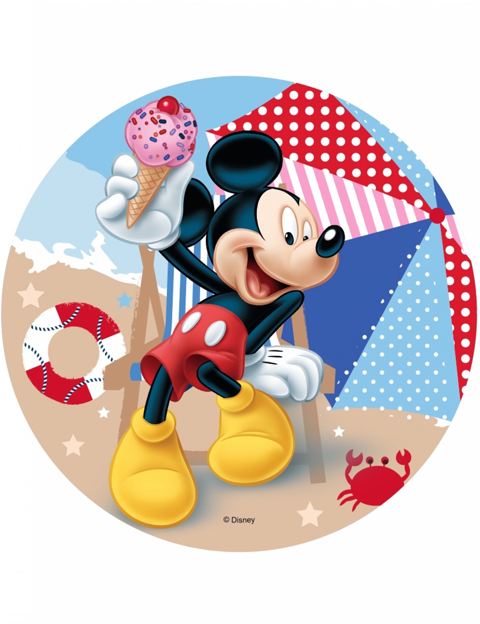 Disque en azyme Mickey  Mickey à la plage 21 cm