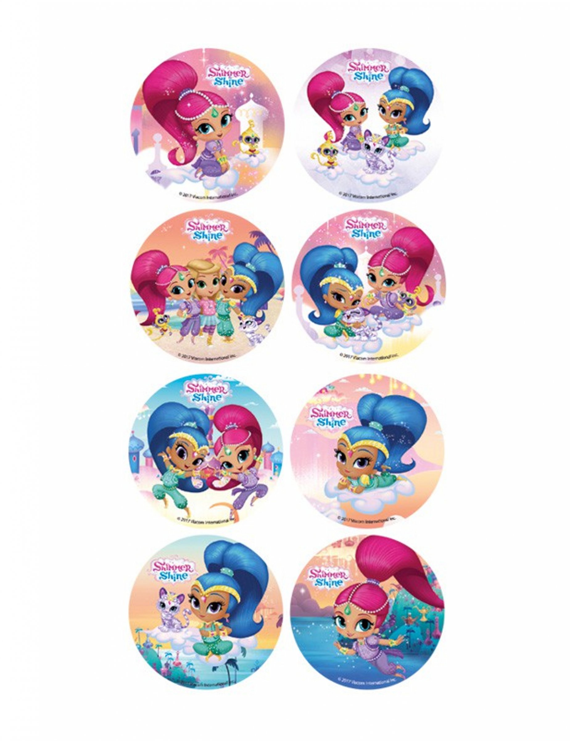 18 Mini disques en sucre Shimmer and Shine  3,4 cm