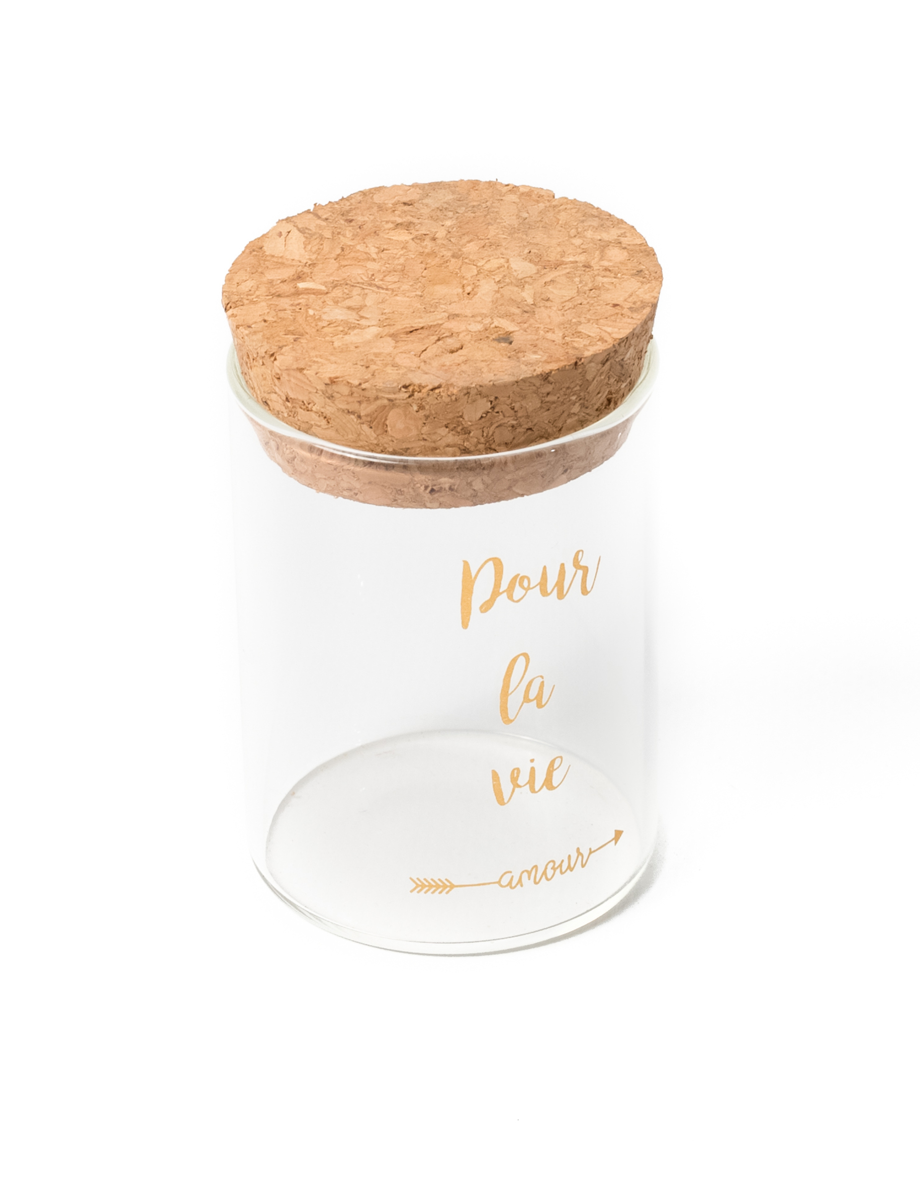 Fiole en verre avec bouchon en liège Pour La Vie doré 4,5 x 6 cm