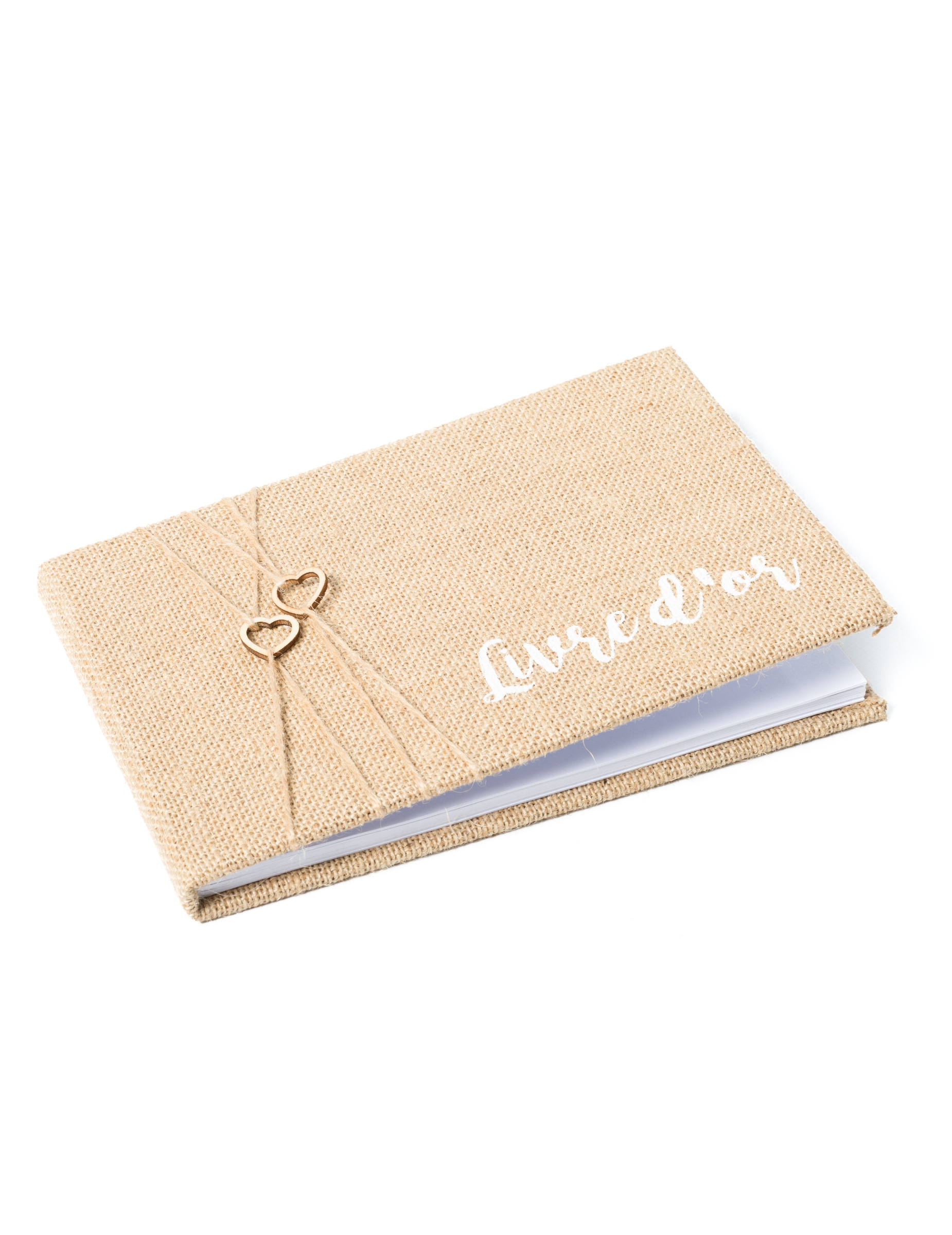 Livre d'or en jute 64 pages 16,5 x 24 cm