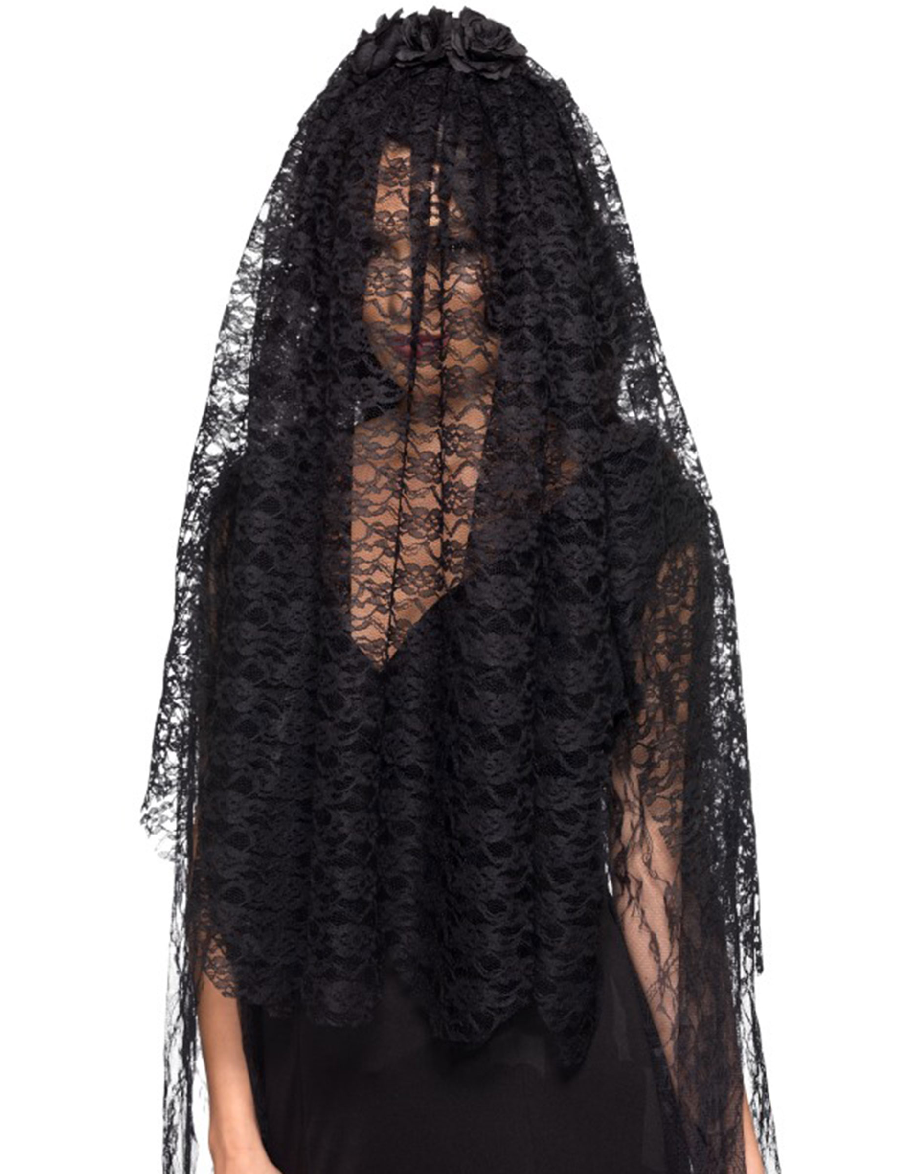 Voile long veuve noire adulte