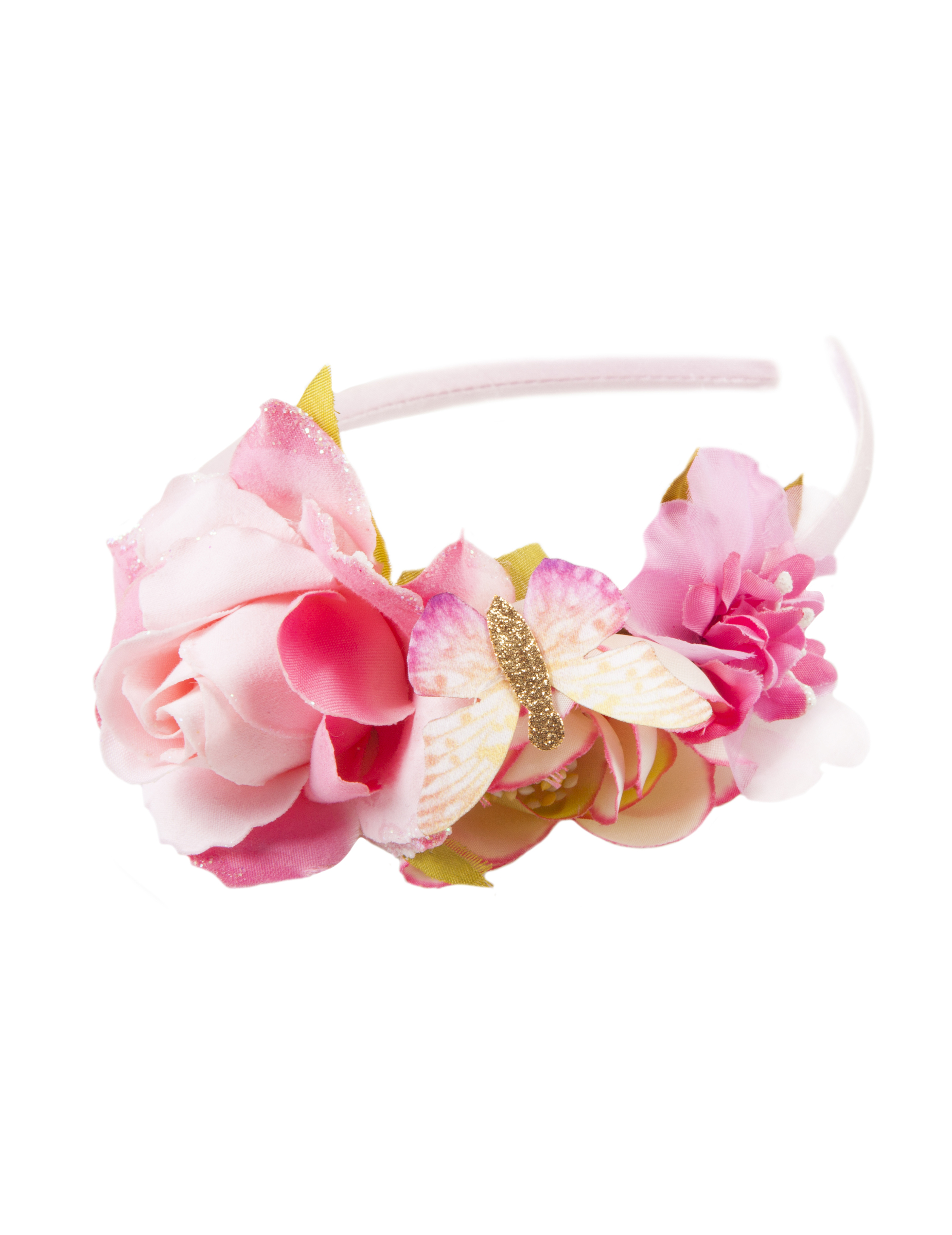 Serre-tête Couronne de Fleurs roses fille